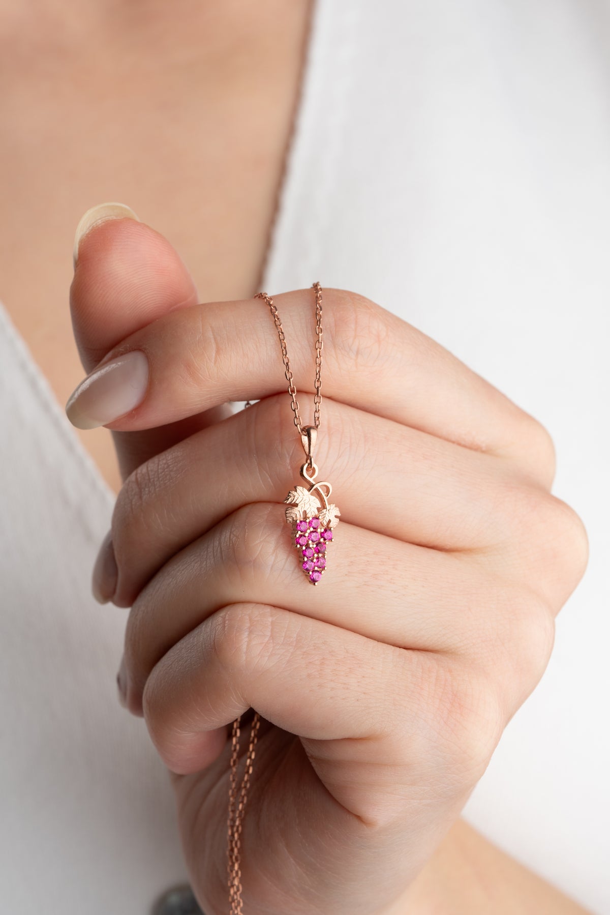 Grape Cluster Crystal Necklace in Rose Gold