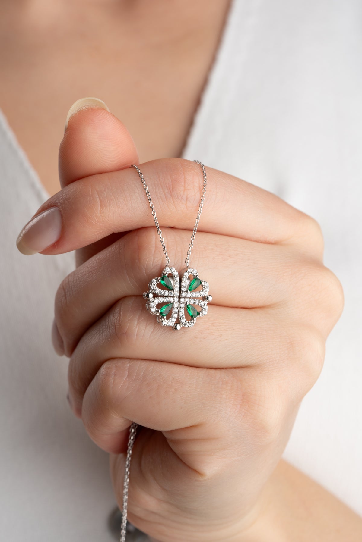 Magnetic Four Leaf Clover Necklace