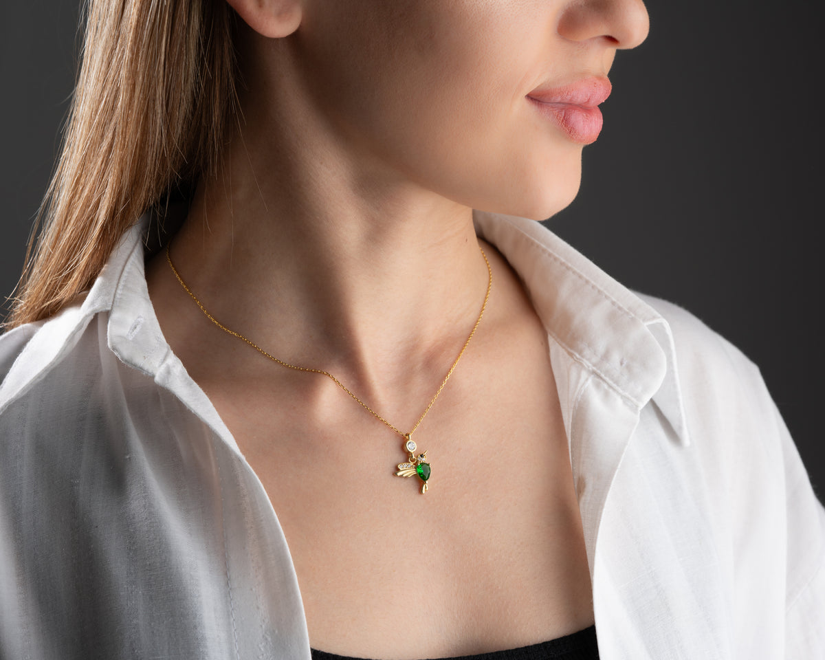 Hummingbird Birthstone Pendant Necklace