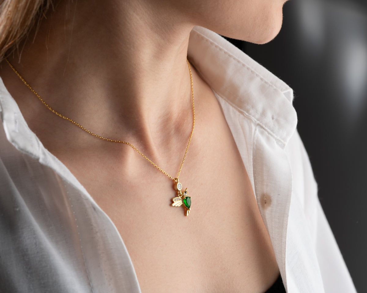 Hummingbird Birthstone Pendant Necklace