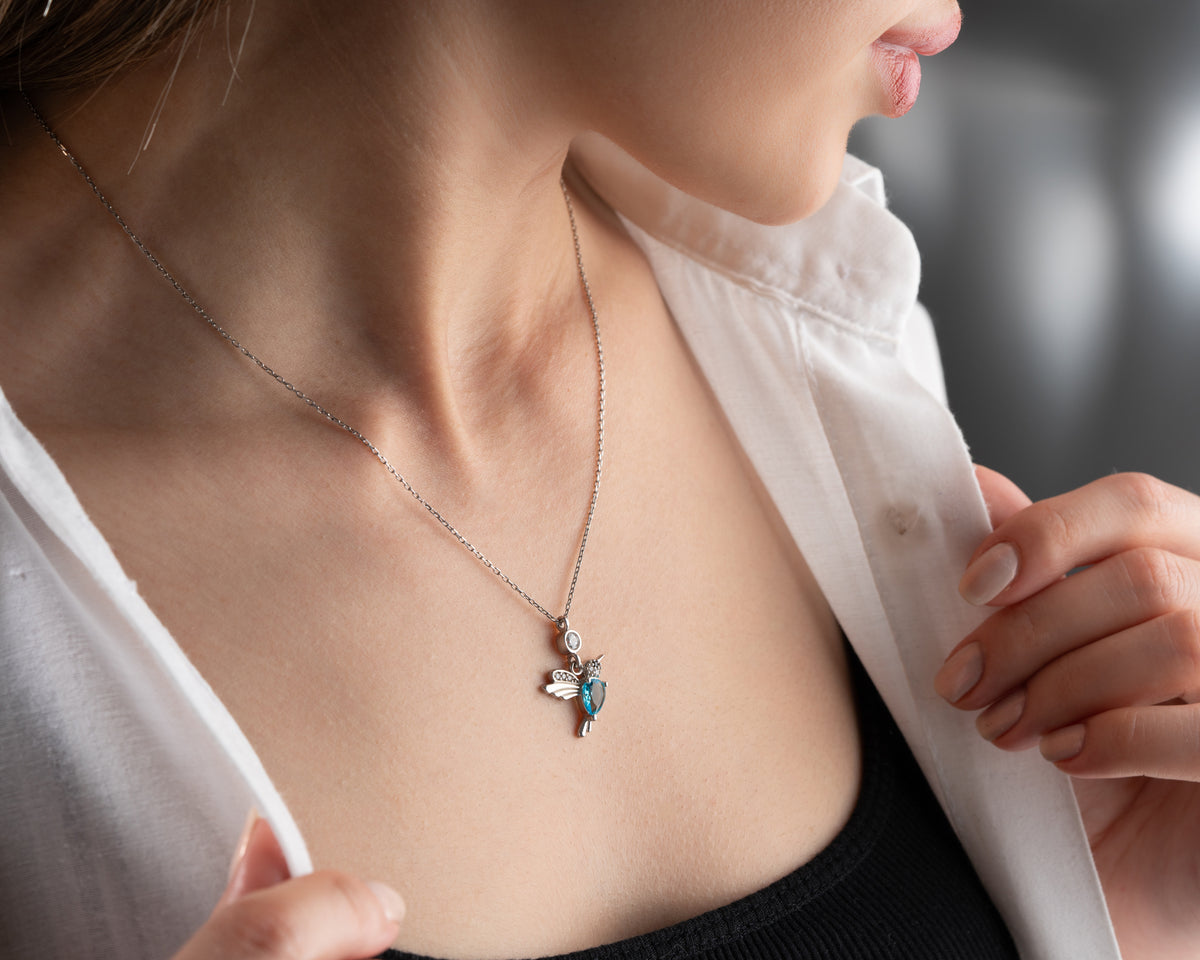 Hummingbird Birthstone Pendant Necklace