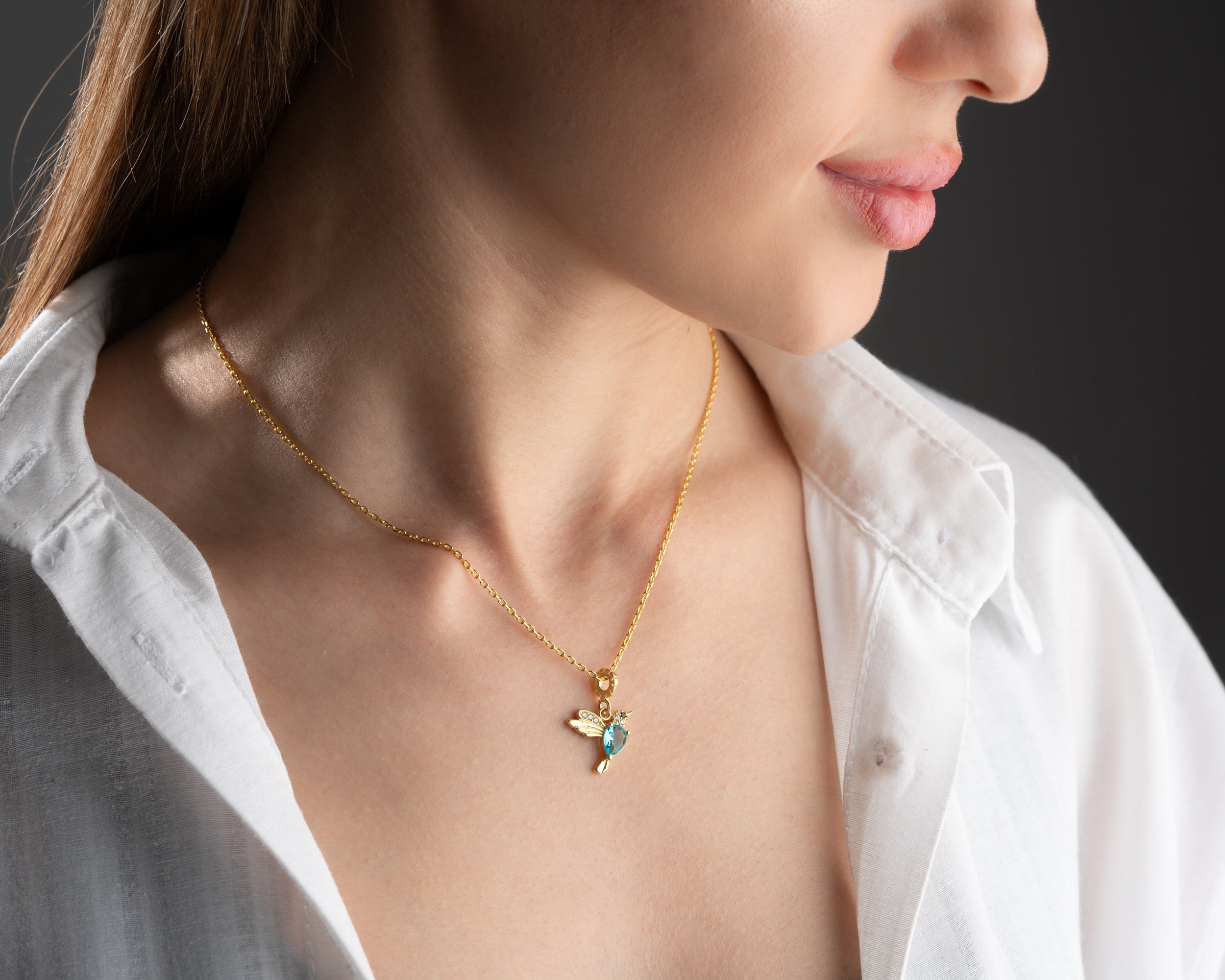 Custom Birthstone Hummingbird Necklace
