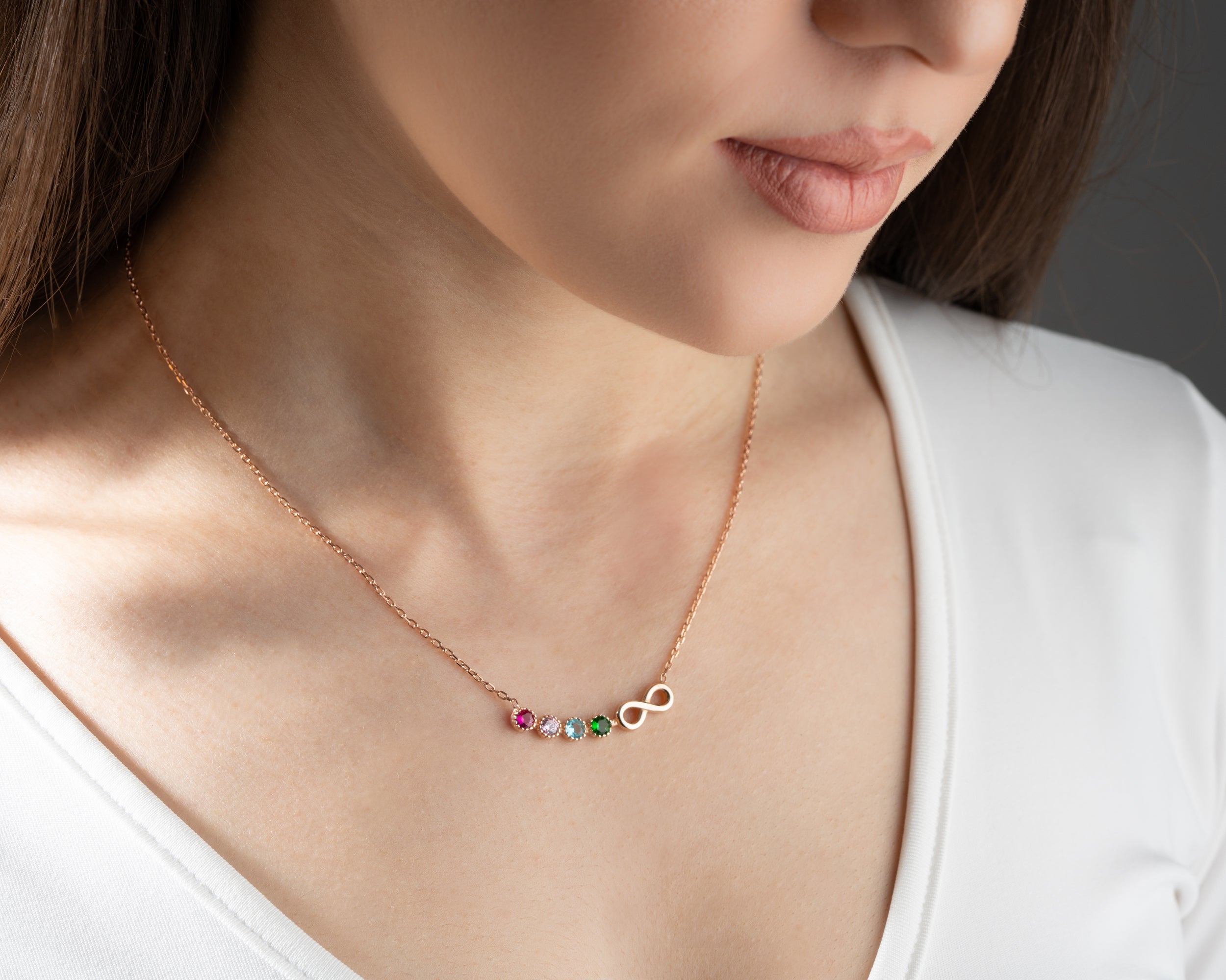 Custom Infinity Birthstone Family Necklace