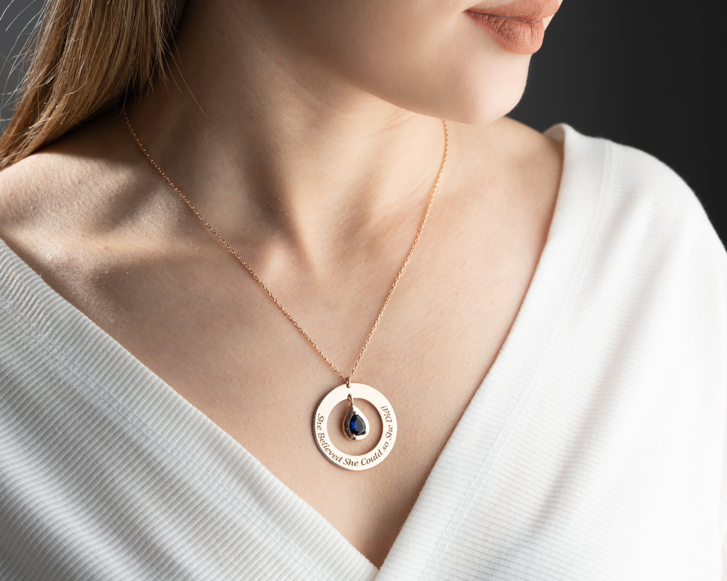 She Believed She Could Birthstone Necklace