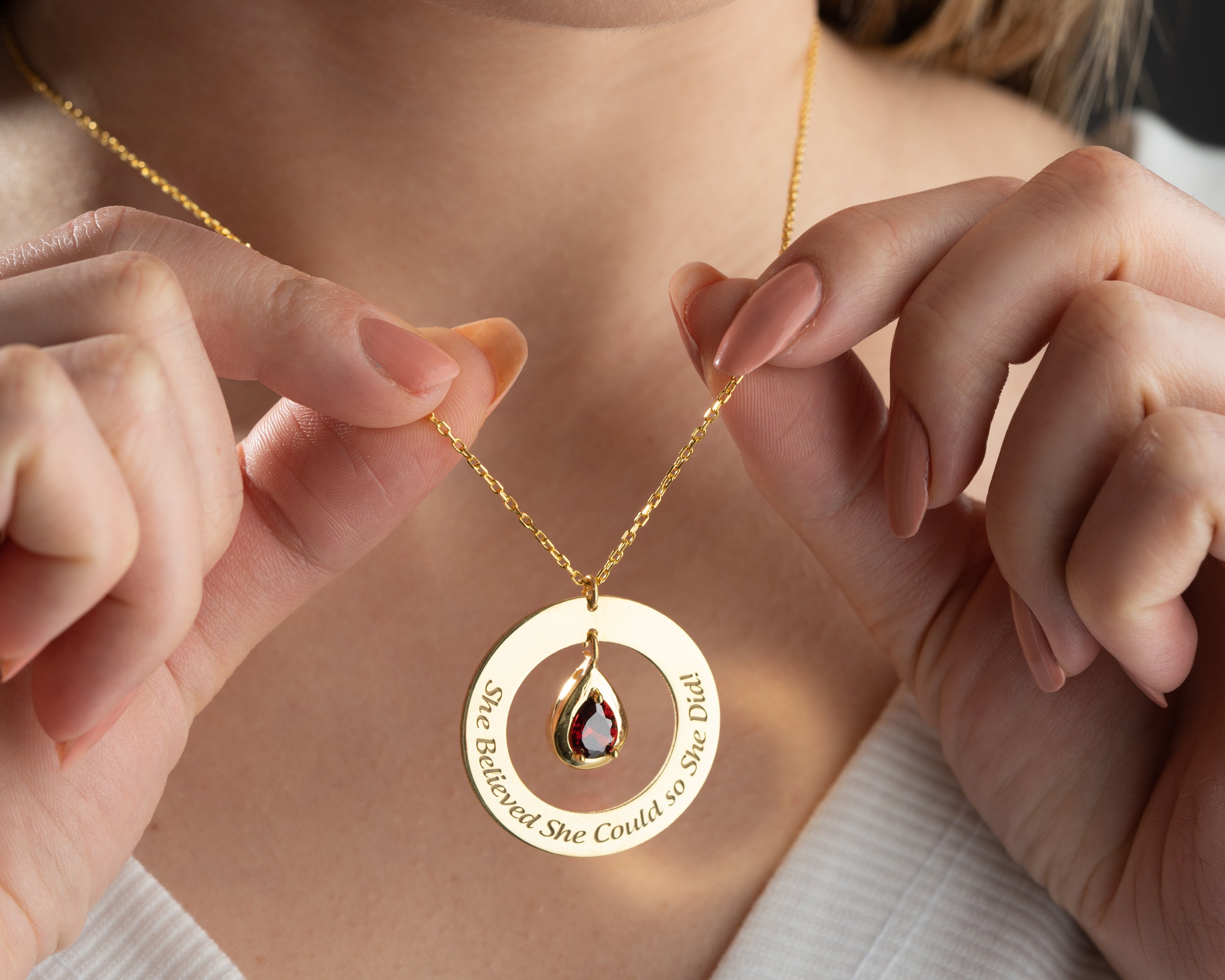 She Believed She Could Birthstone Necklace