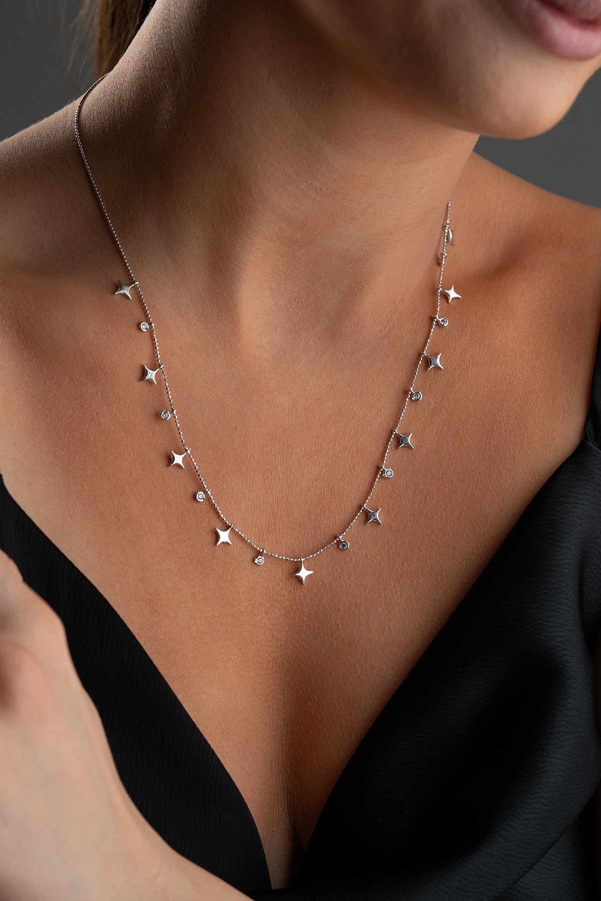 Star and Crystal Charm Necklace