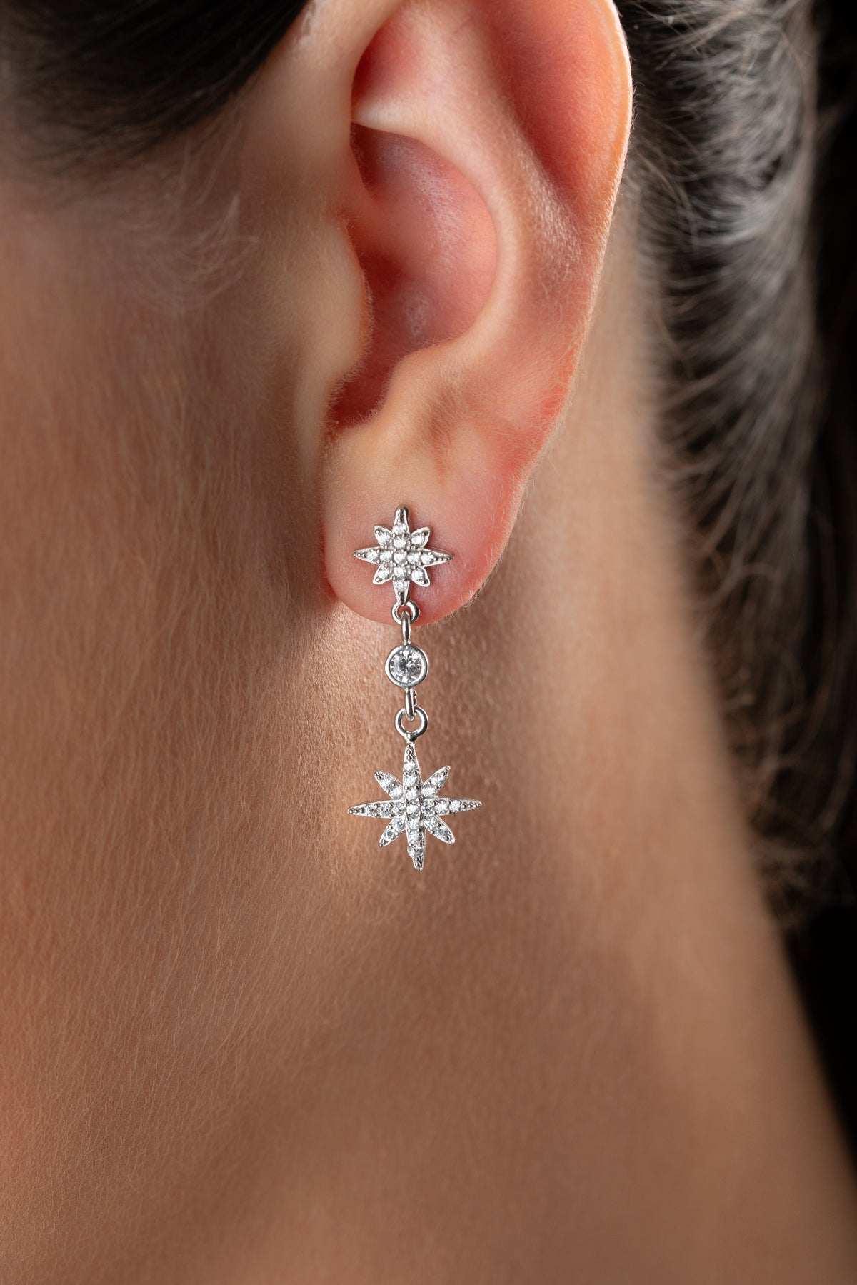 North Star Drop Earrings in Silver