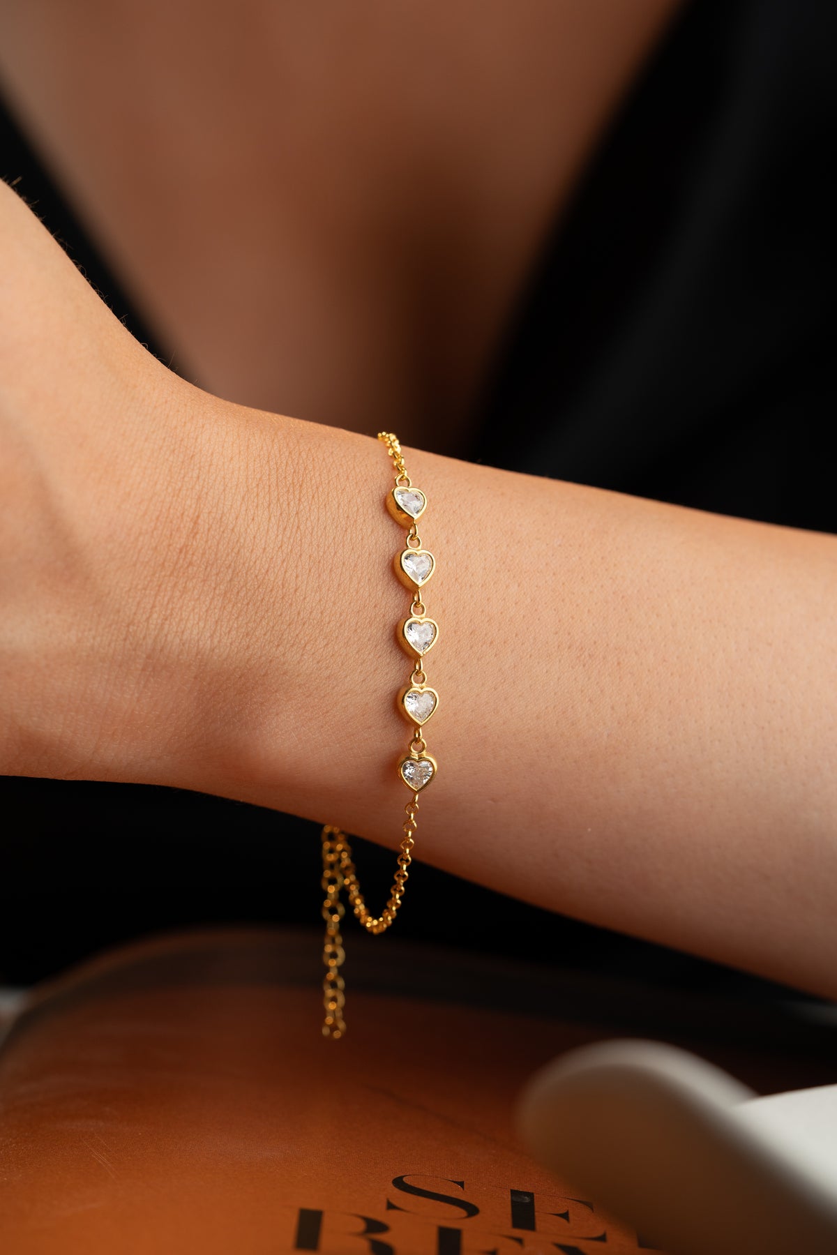 Pave Heart Link Tennis Bracelet
