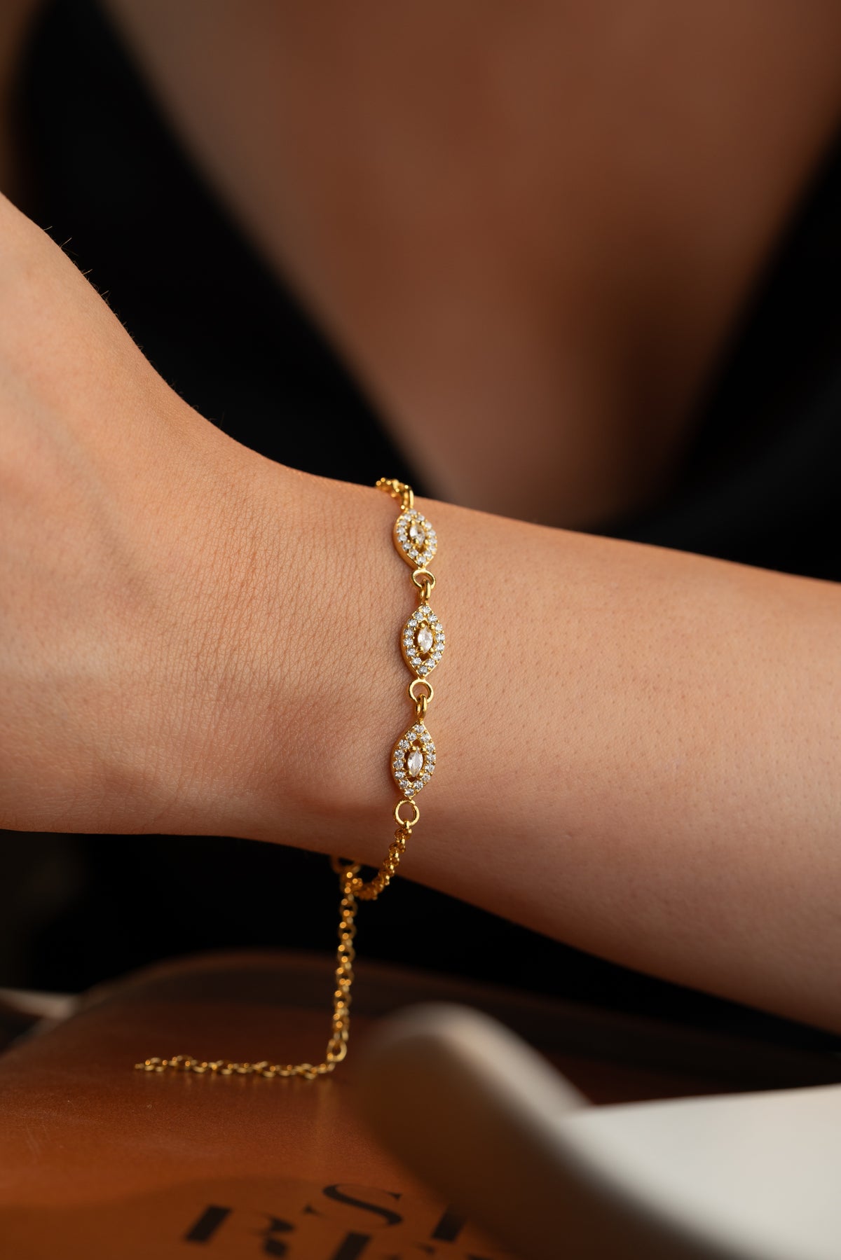 Marquise Halo Drop Bracelet