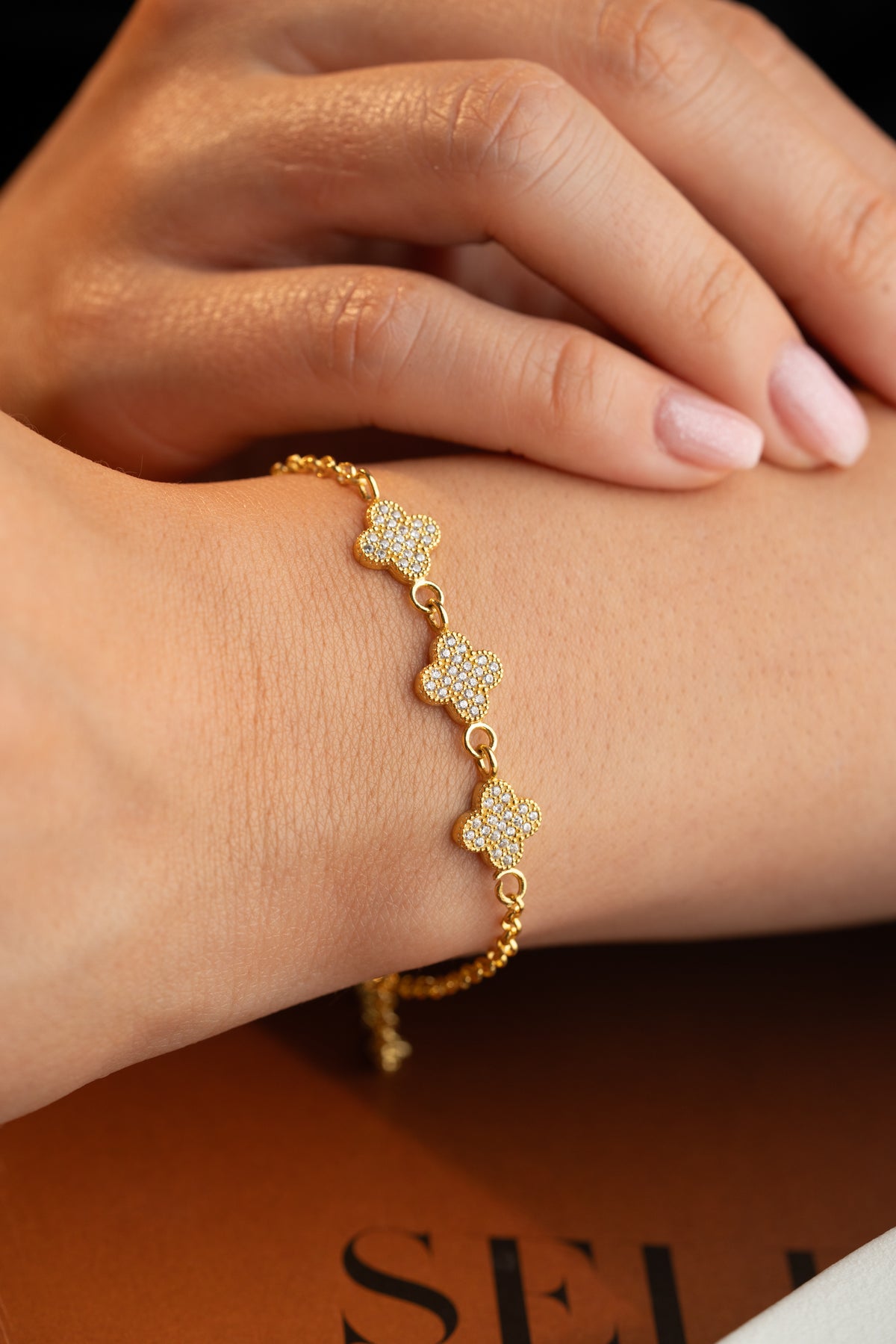 Pave Clover Trio Bracelet