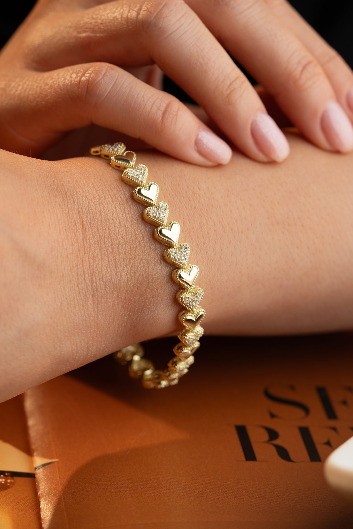 Heart Link Cascade Bracelet in Gold