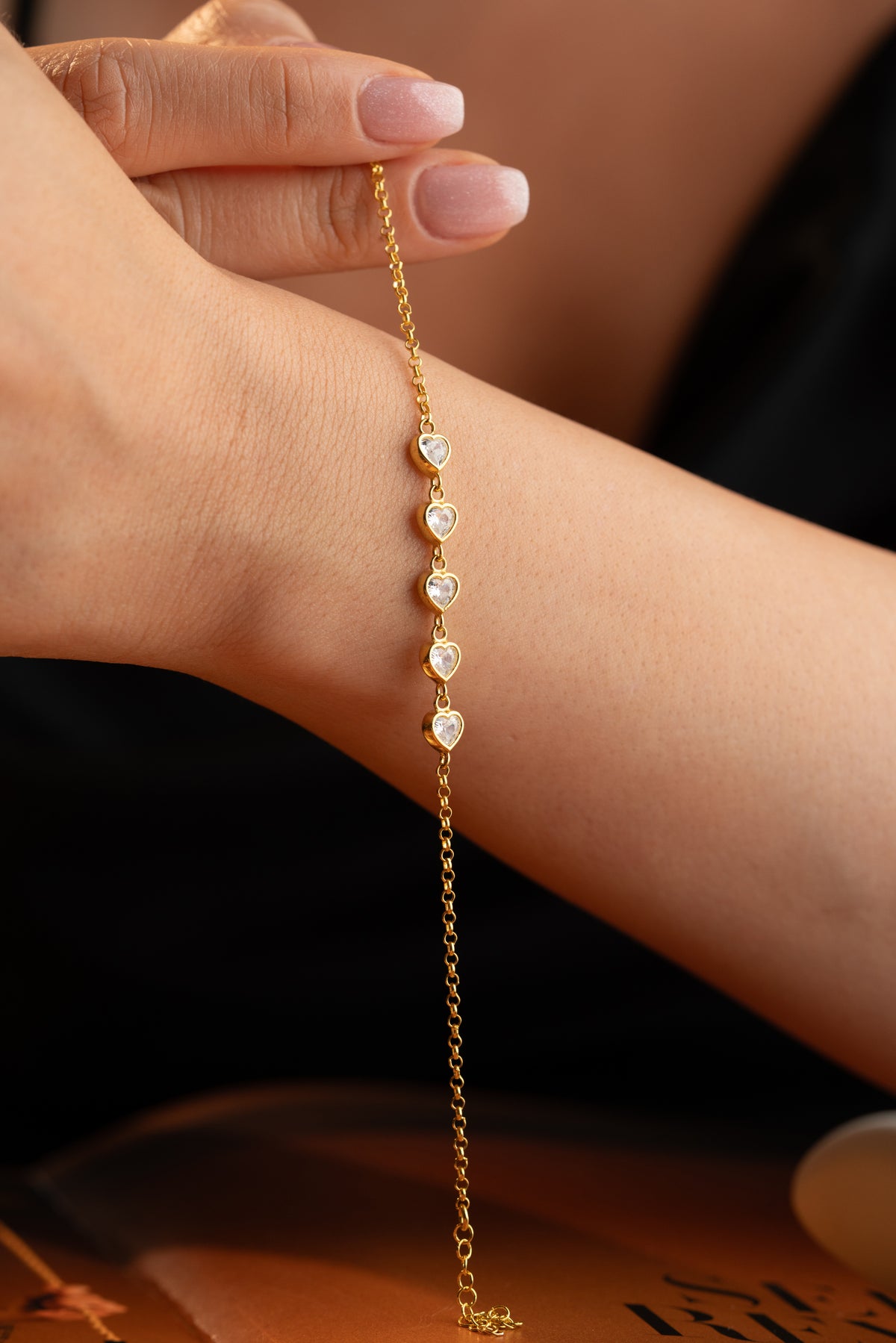 Pave Heart Link Tennis Bracelet