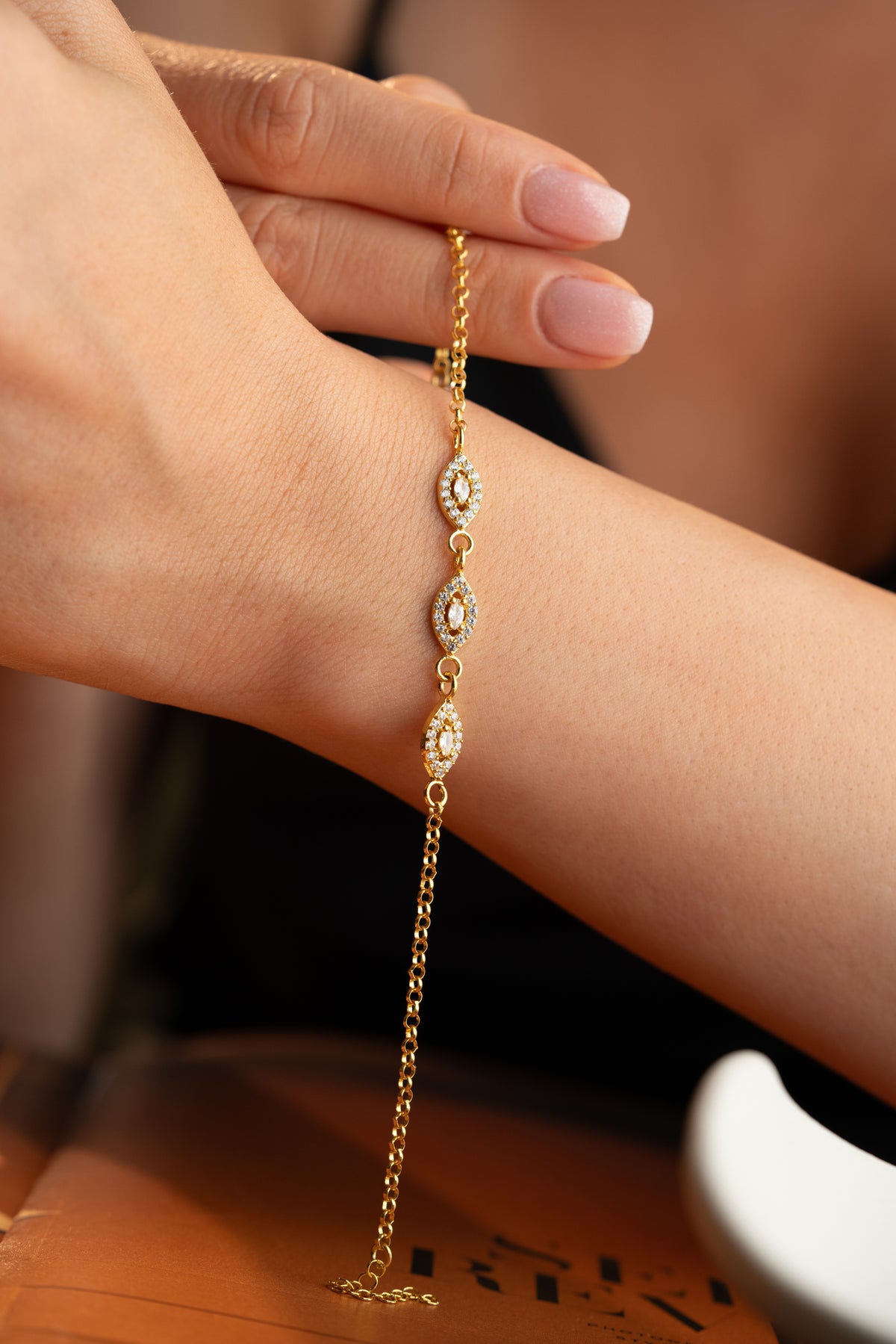 Marquise Halo Drop Bracelet
