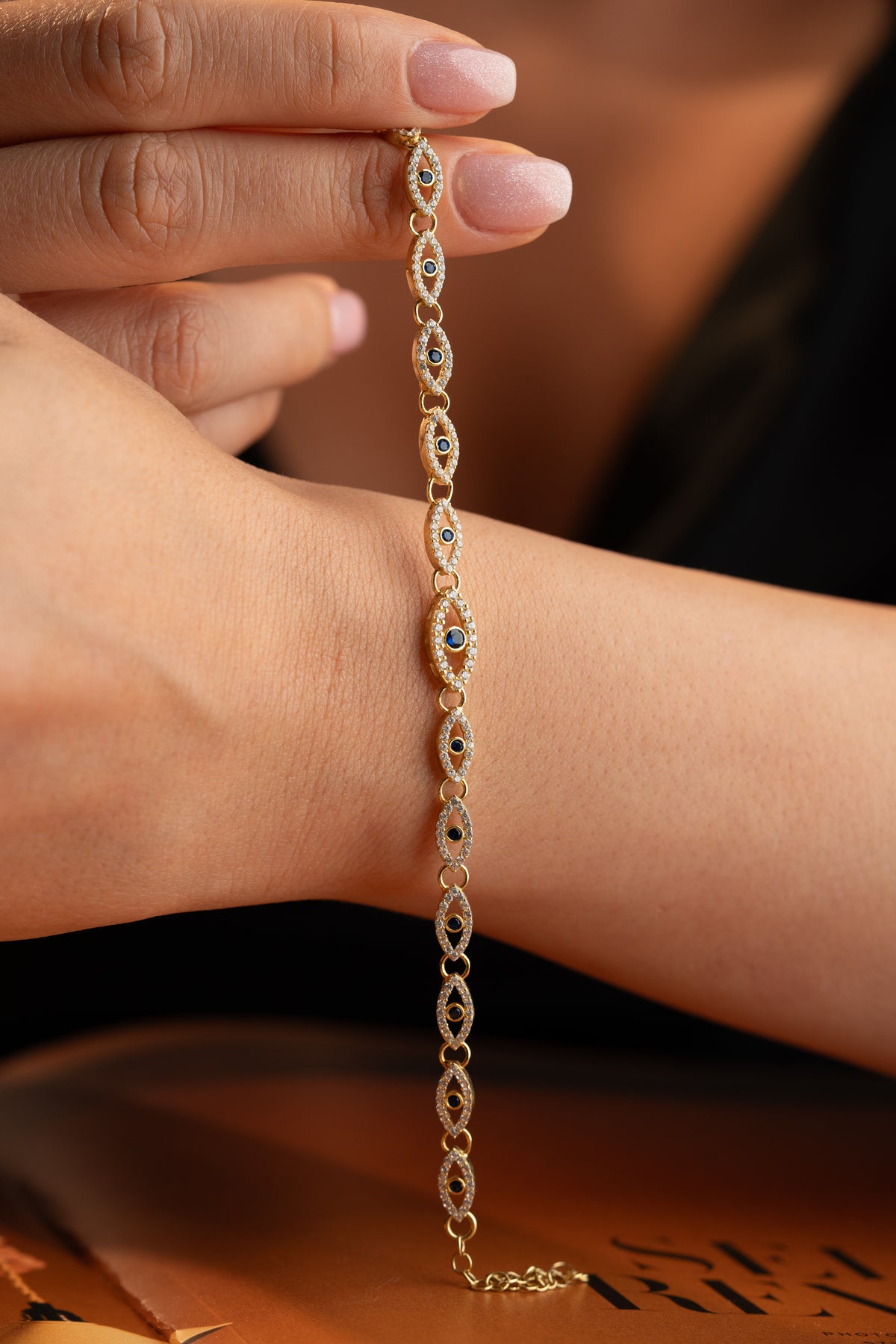 Pave Evil Eye Link Bracelet