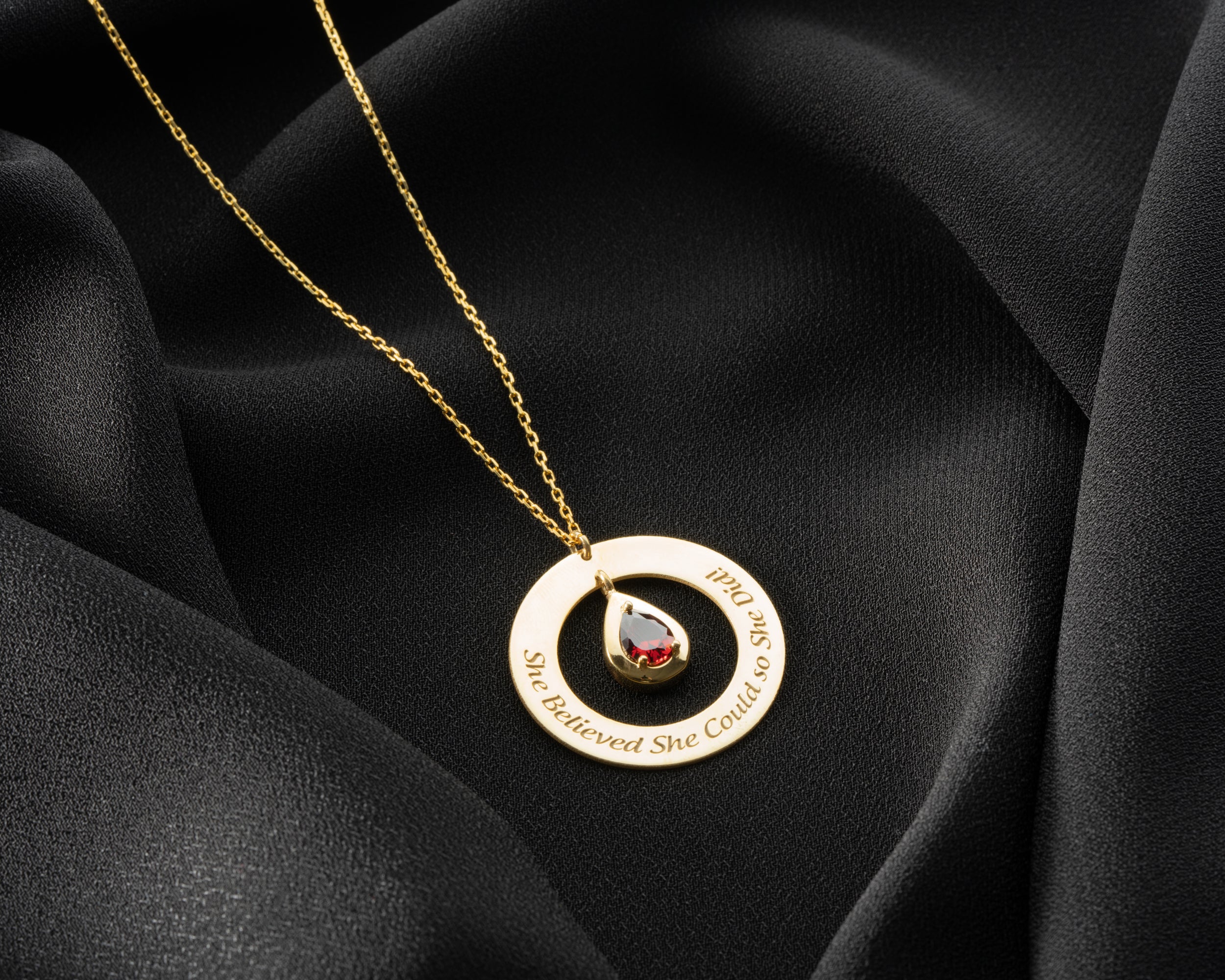 She Believed She Could Birthstone Necklace
