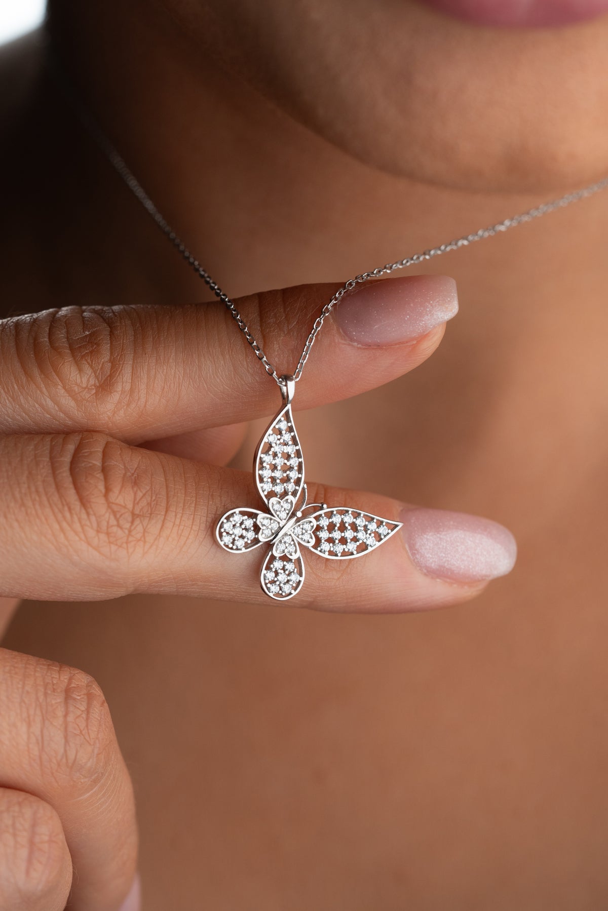 Pave Crystal Butterfly Necklace