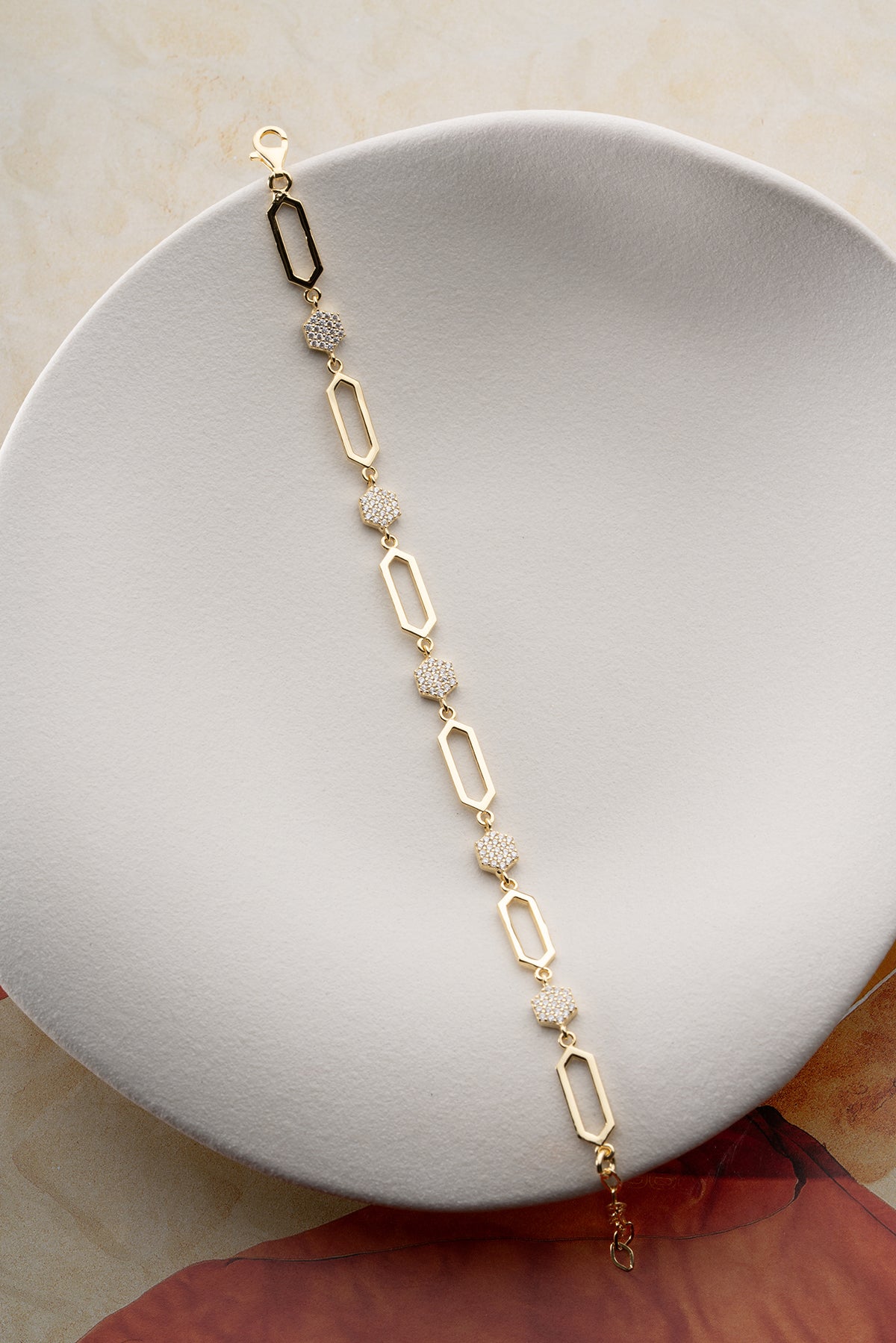 Gold Hexagon Link Bracelet