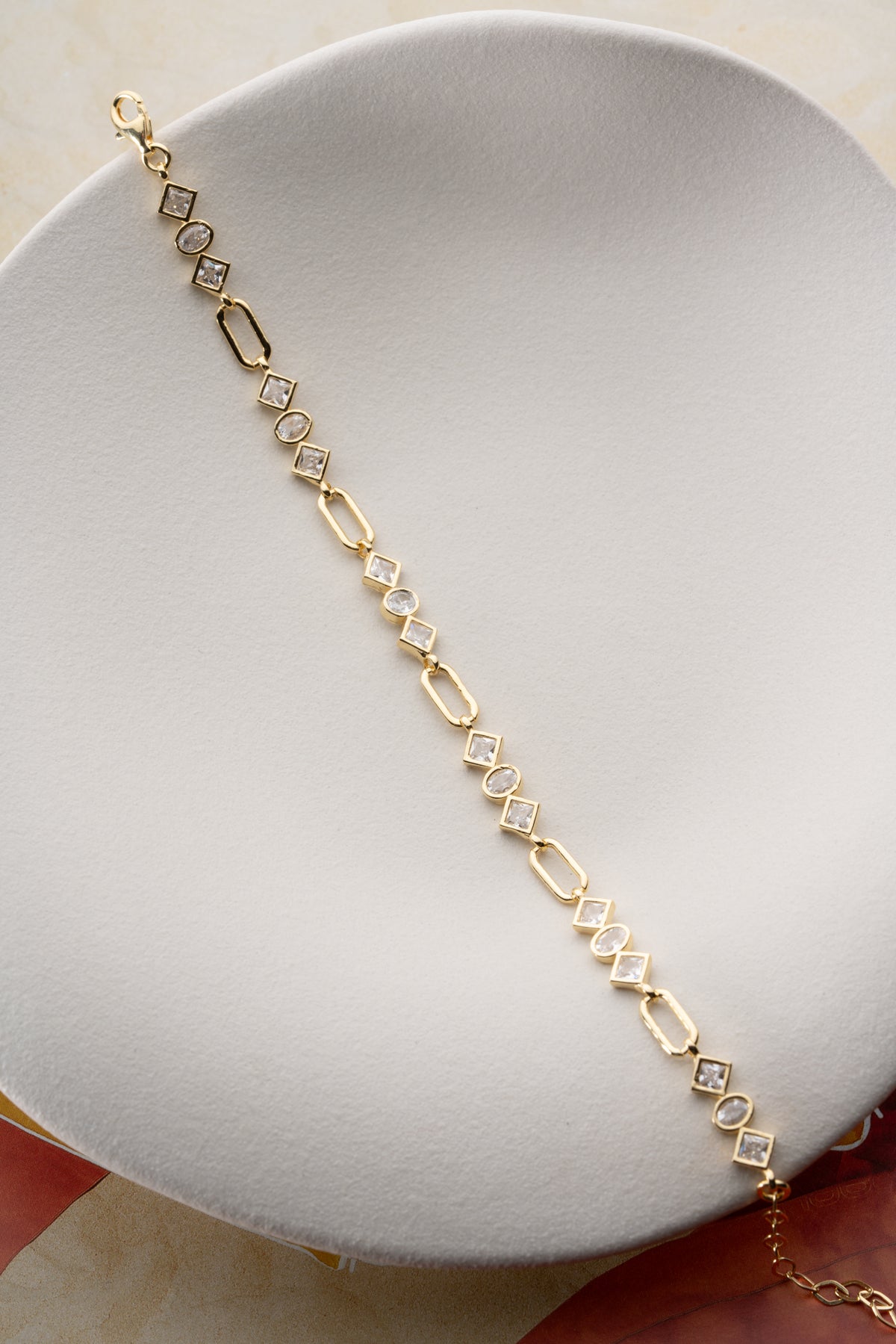 Geometric Crystal Station Bracelet in Gold