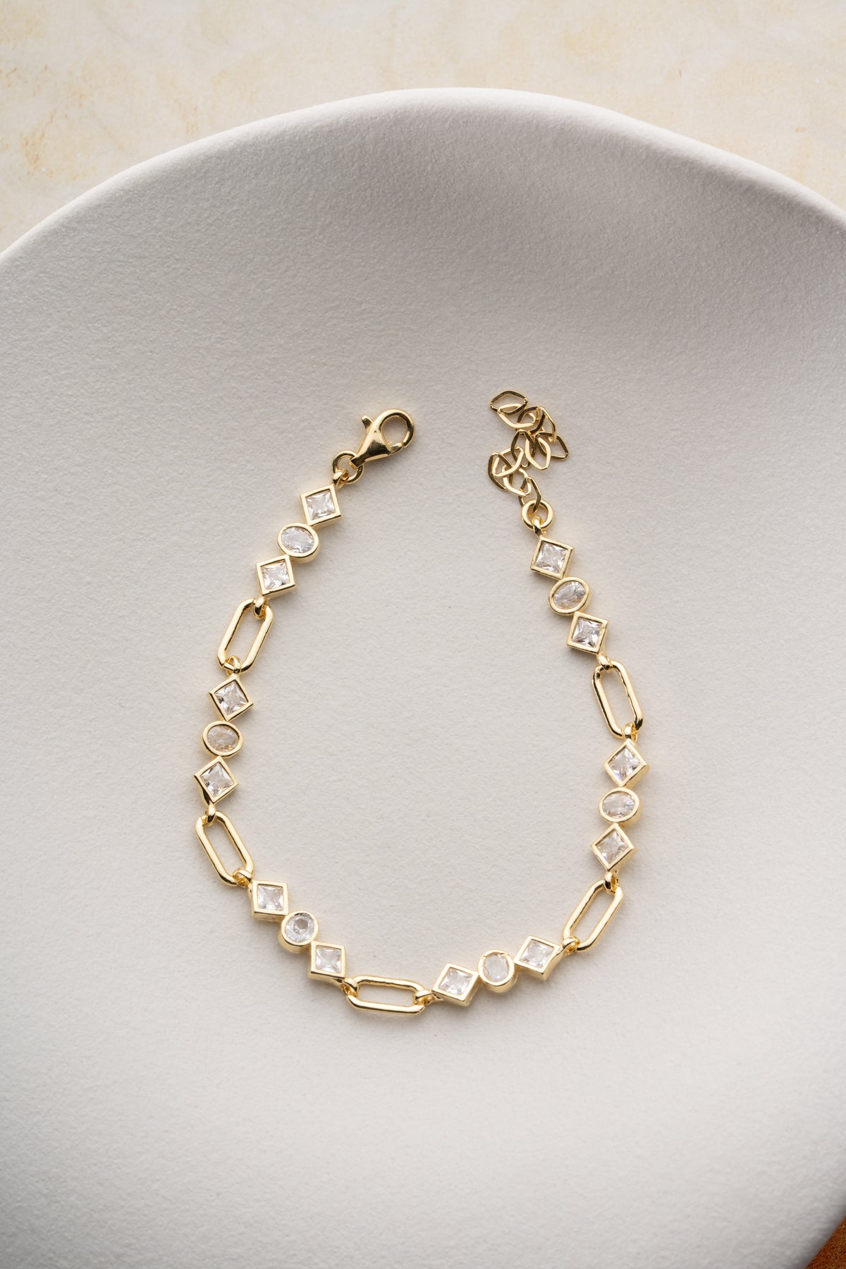 Geometric Crystal Station Bracelet in Gold
