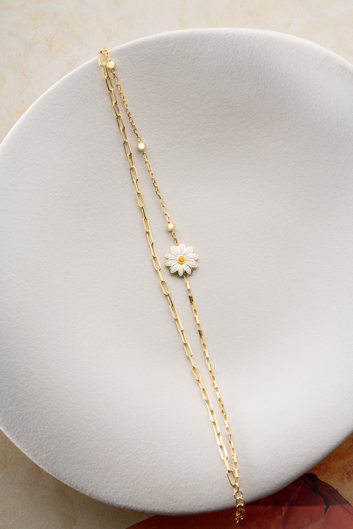 Layered Daisy Charm Bracelet in Gold