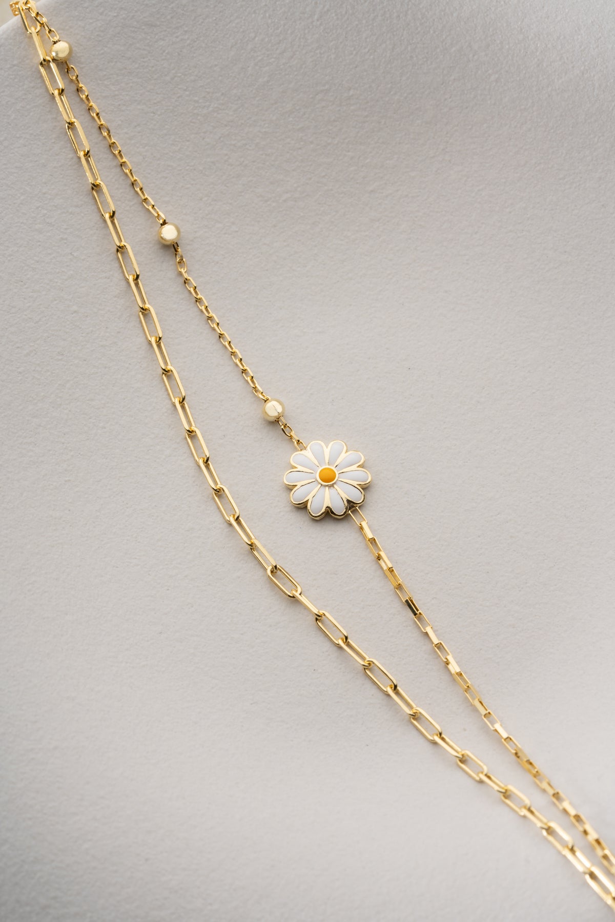 Layered Daisy Charm Bracelet in Gold