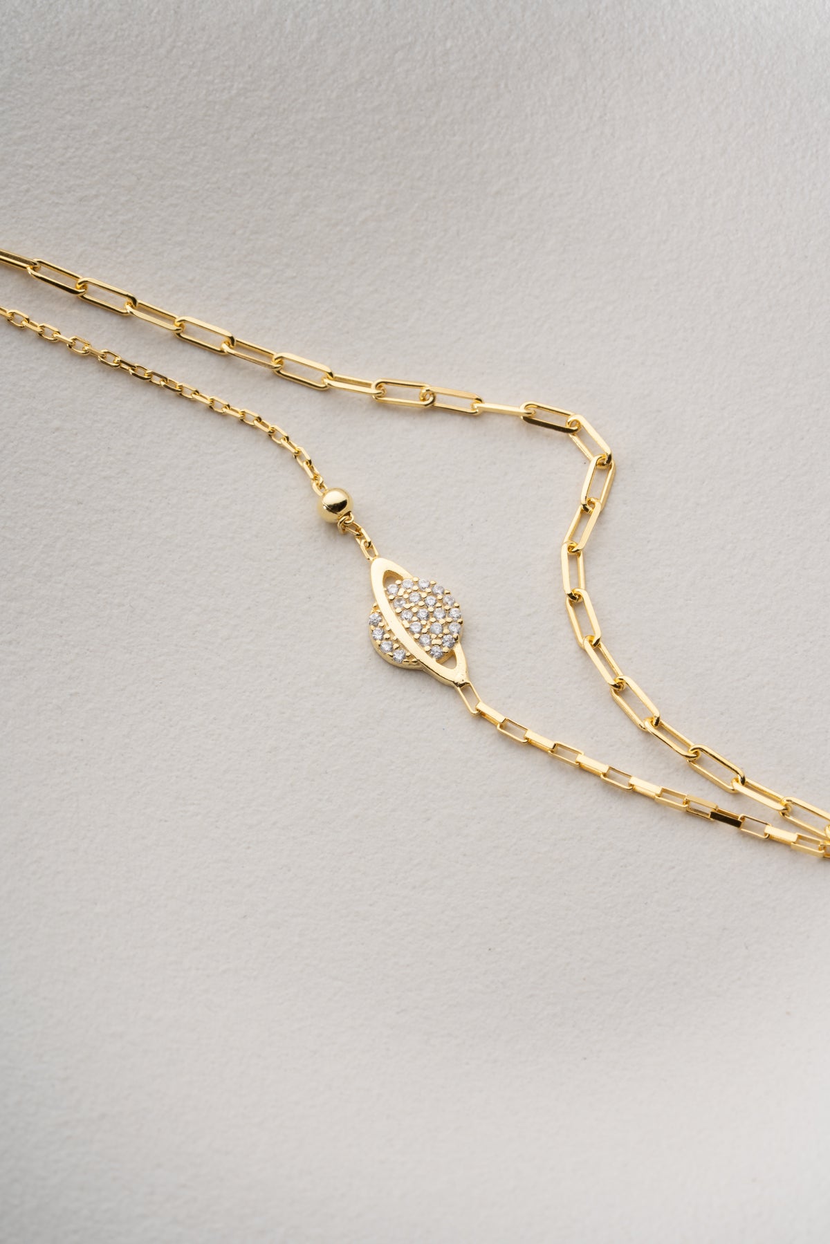 Double Chain Saturn Bracelet in Gold