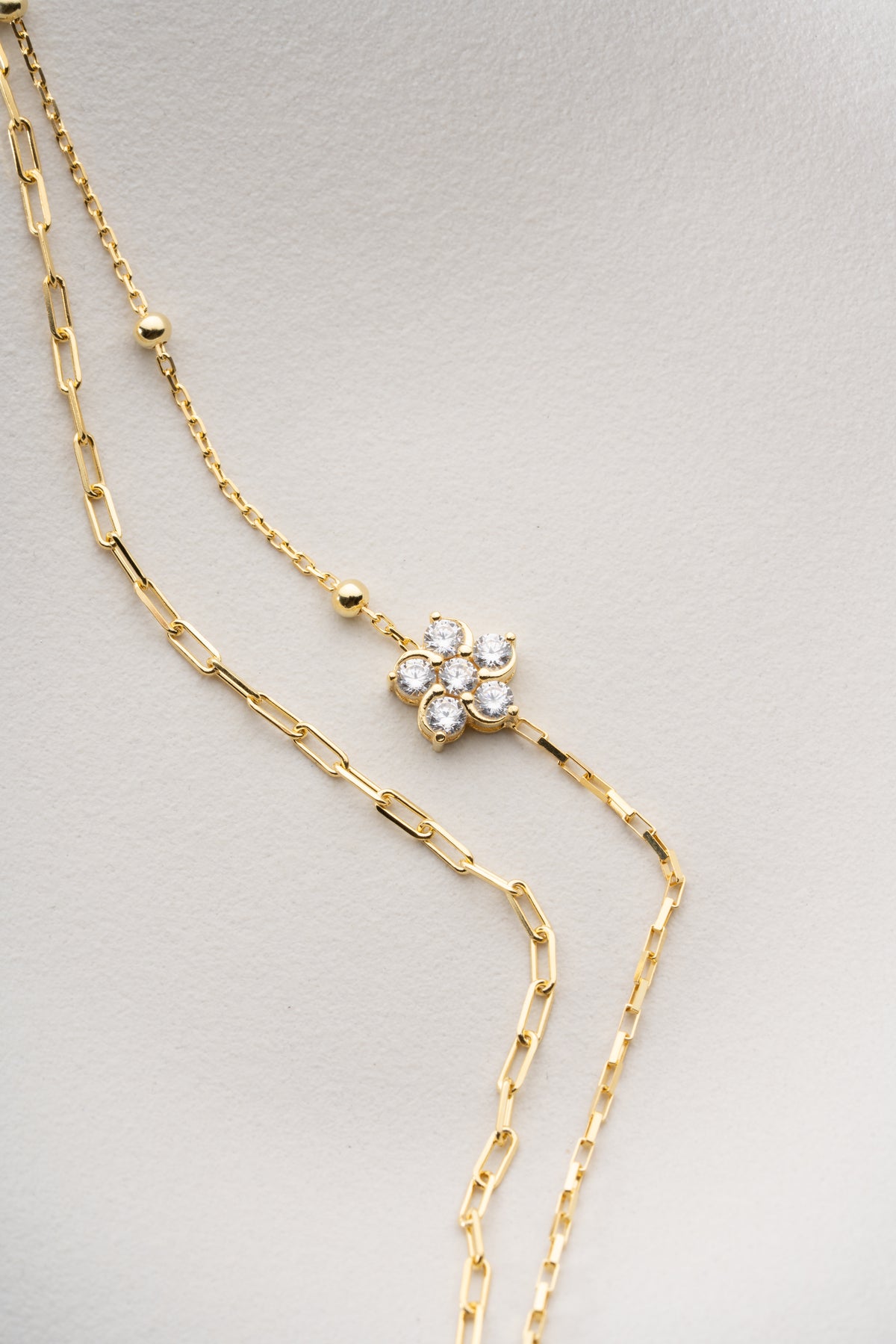 Double Chain Flower Bracelet in Gold