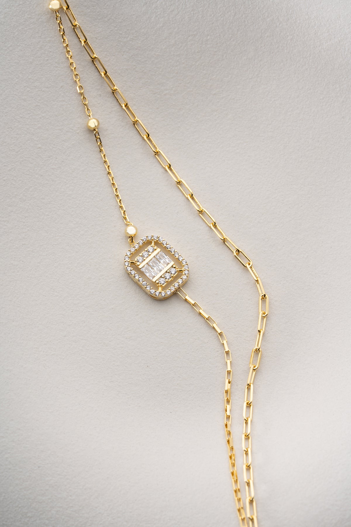 Baguette Crystal Double Chain Bracelet