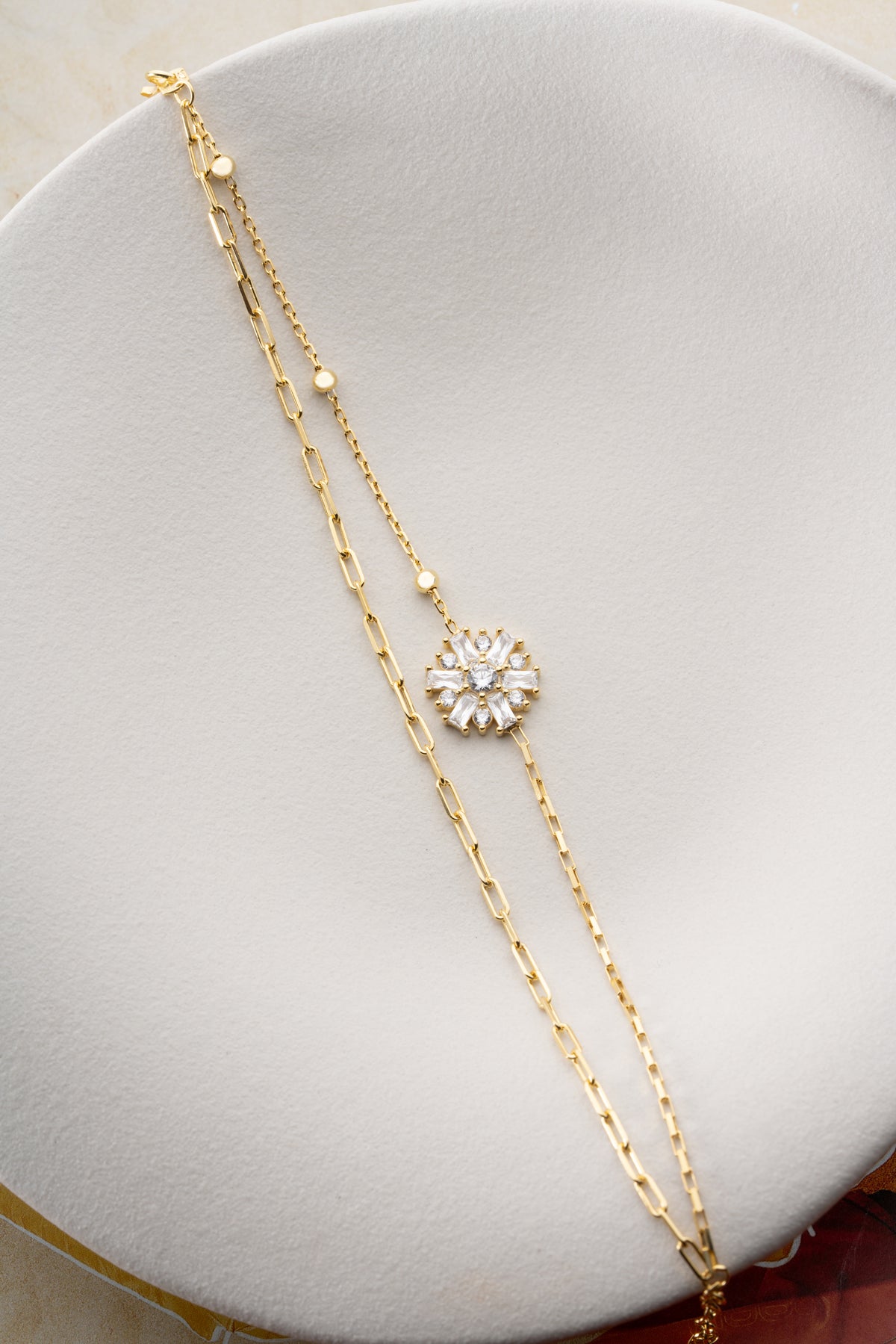 Double Chain Crystal Snowflake Bracelet
