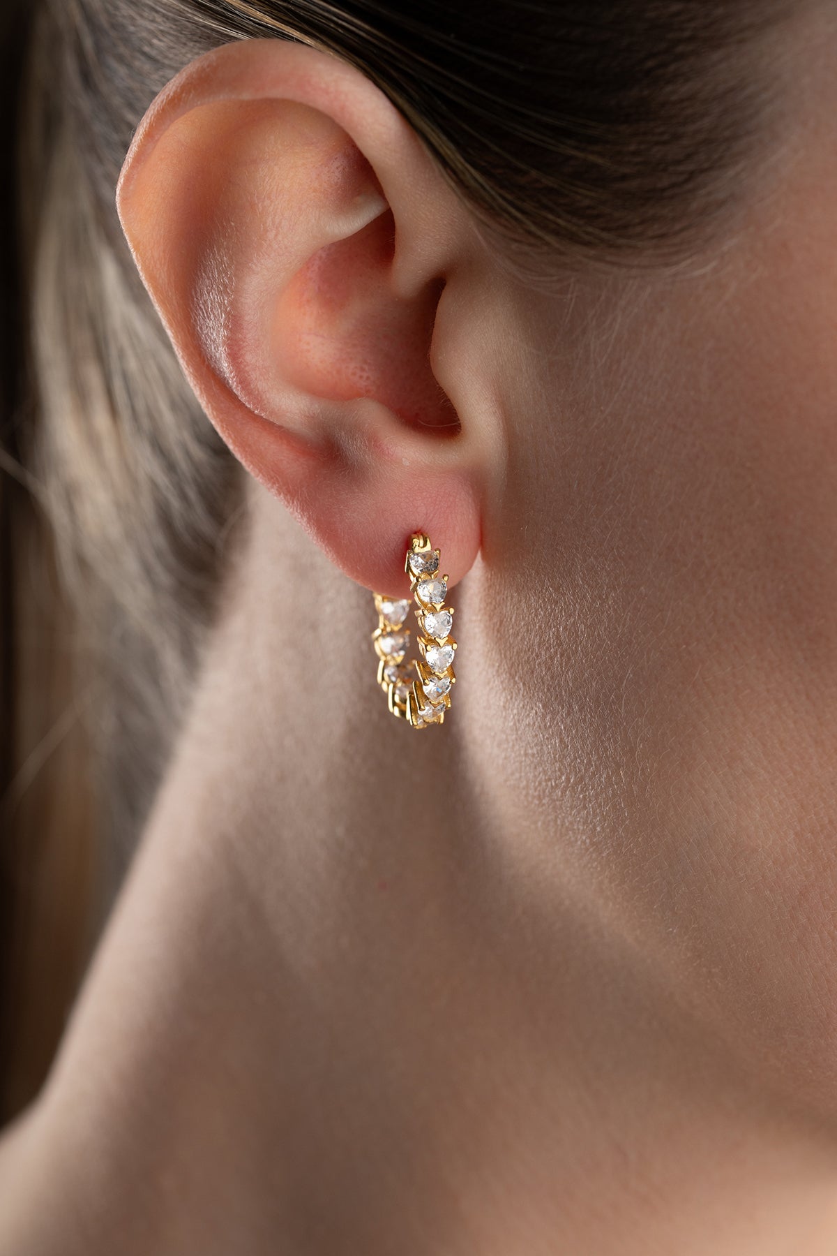Heart Cut Crystal Hoop Earrings