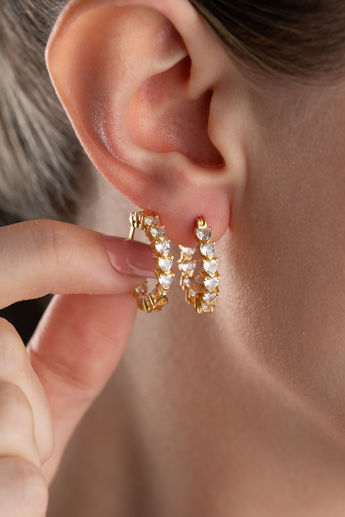 Heart Cut Crystal Hoop Earrings