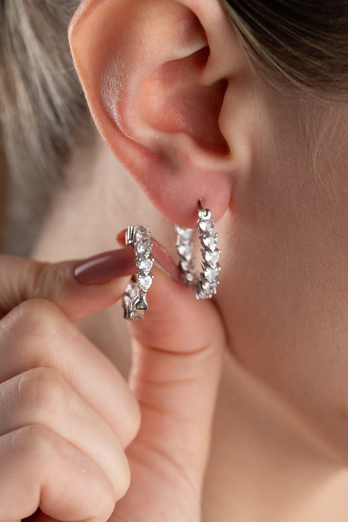 Heart Cut Crystal Hoop Earrings