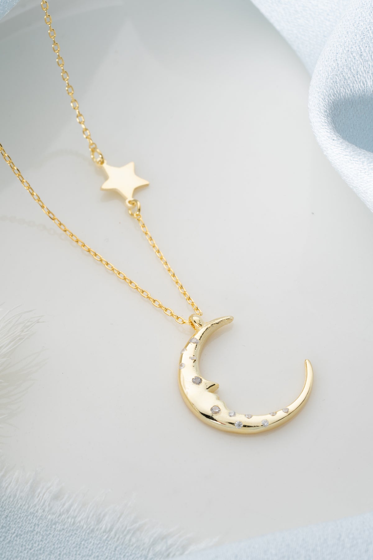 Crescent Moon and Star Necklace