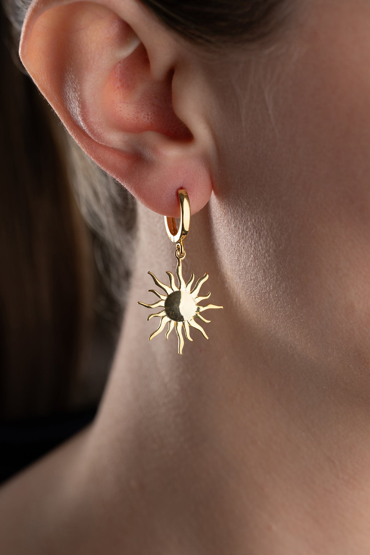Sun and Moon Huggie Hoop Earrings