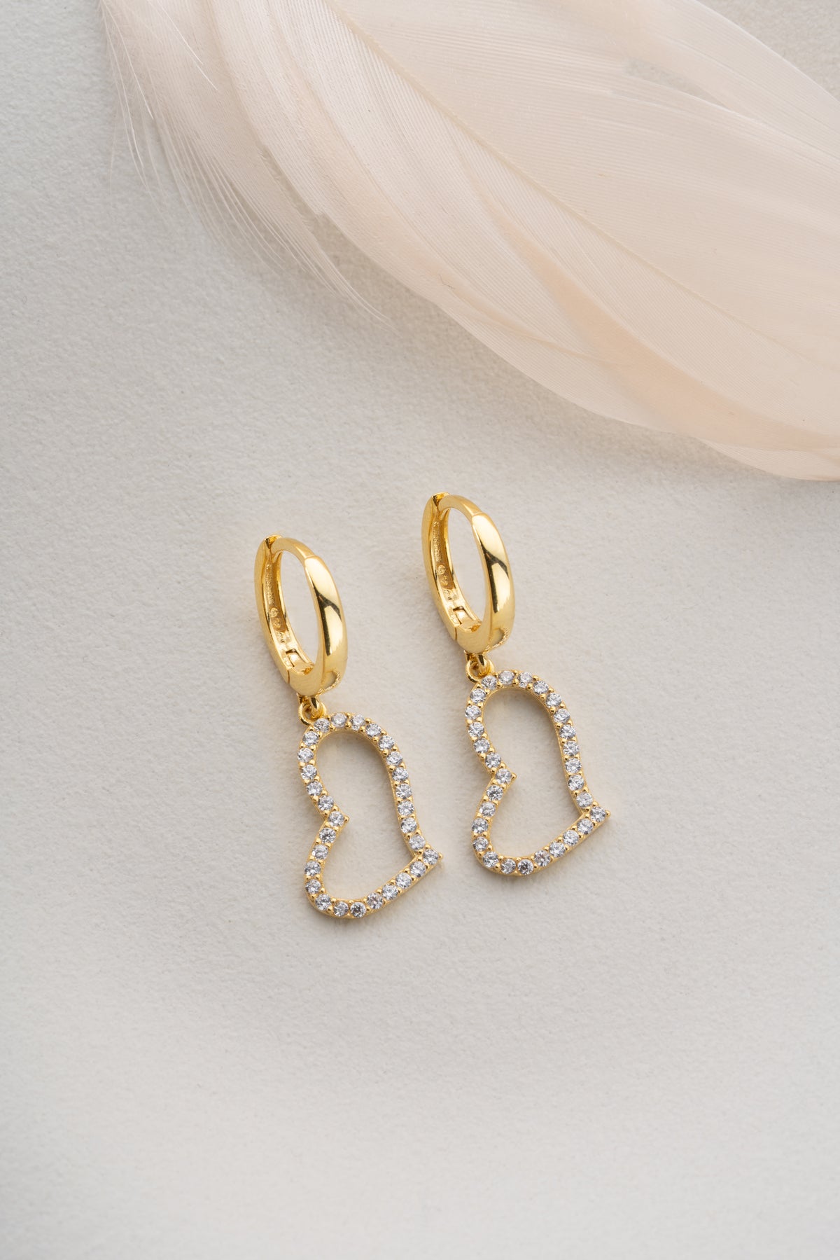 Pave Open Heart Huggie Earrings