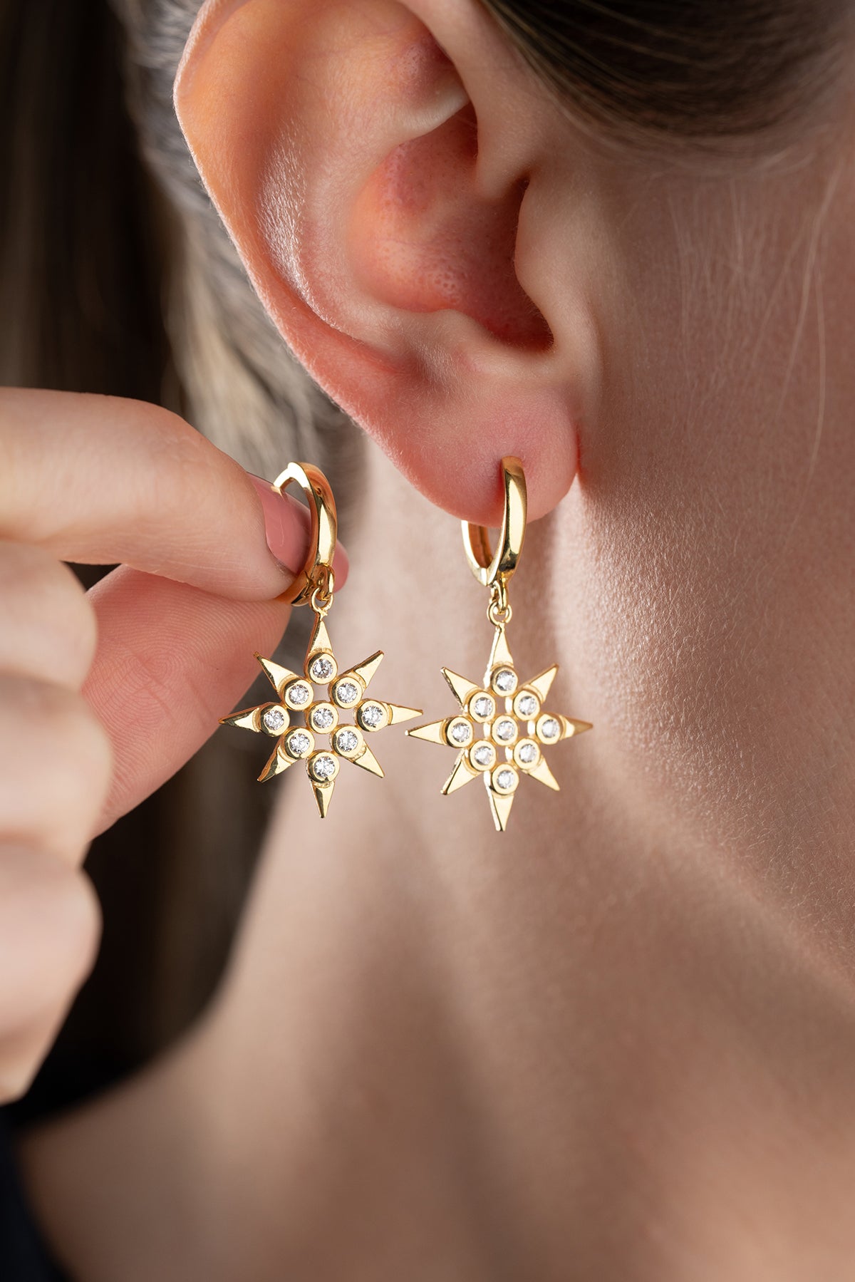 Celestial Star Crystal Drop Earrings