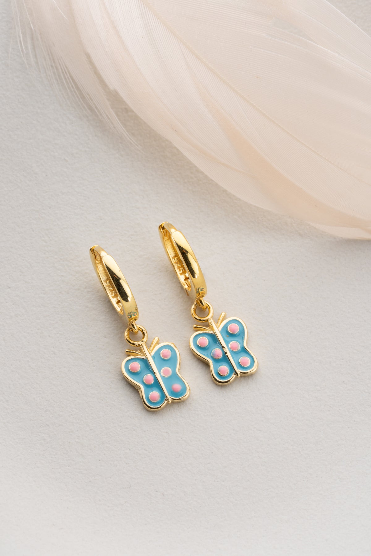 Colorful Enamel Butterfly Huggie Earrings