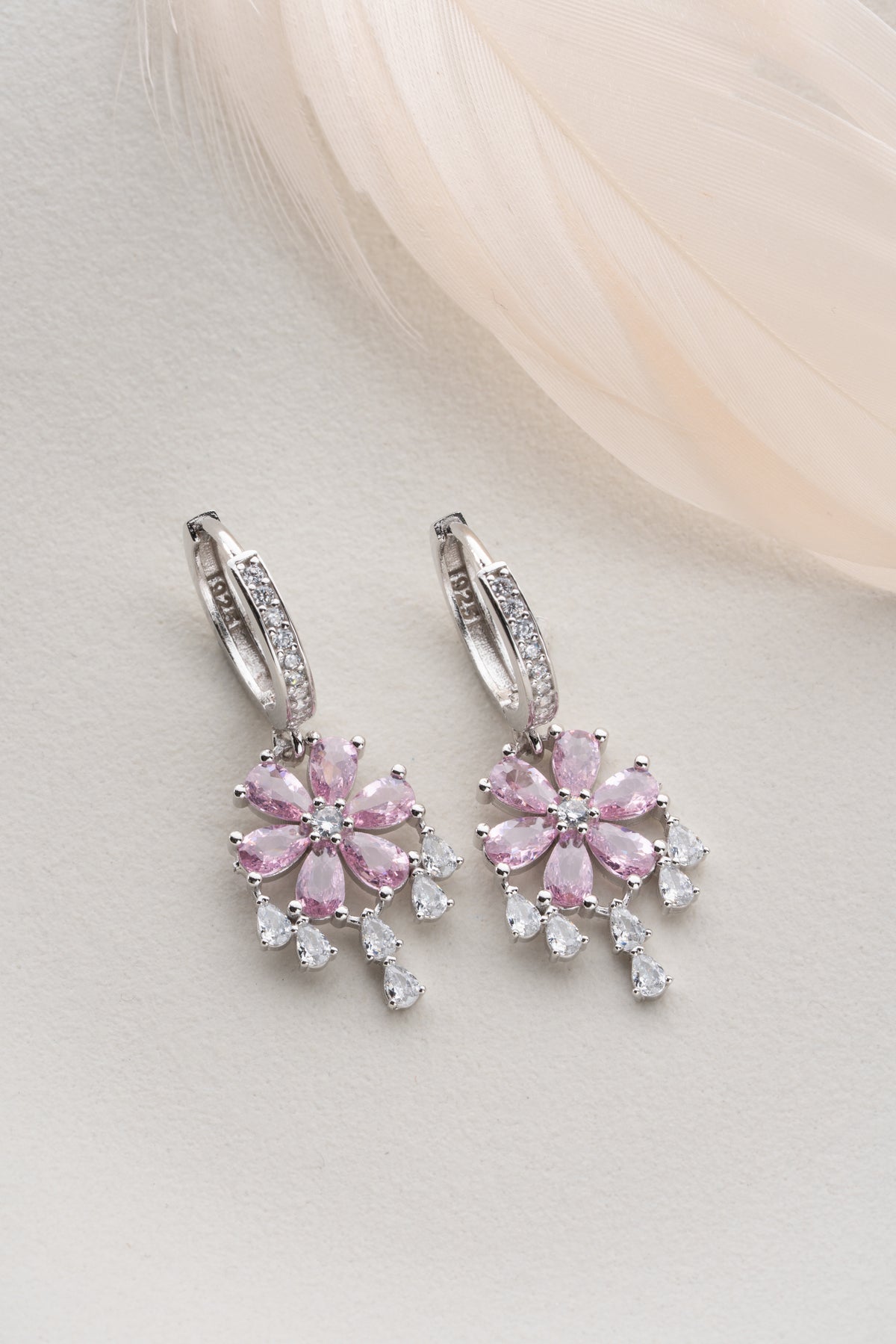 Pink Blossom Chandelier Drop Earrings