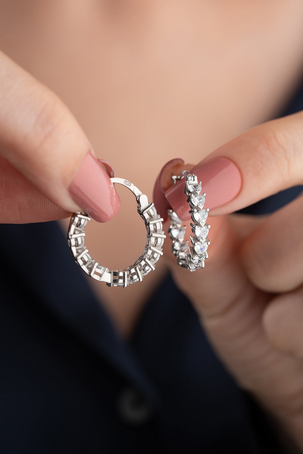 Heart Cut Crystal Hoop Earrings