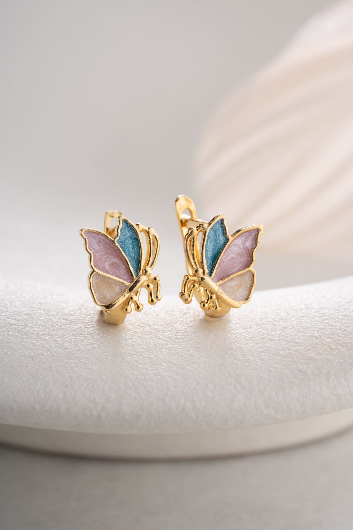 Colorful Enamel Butterfly Huggie Earrings