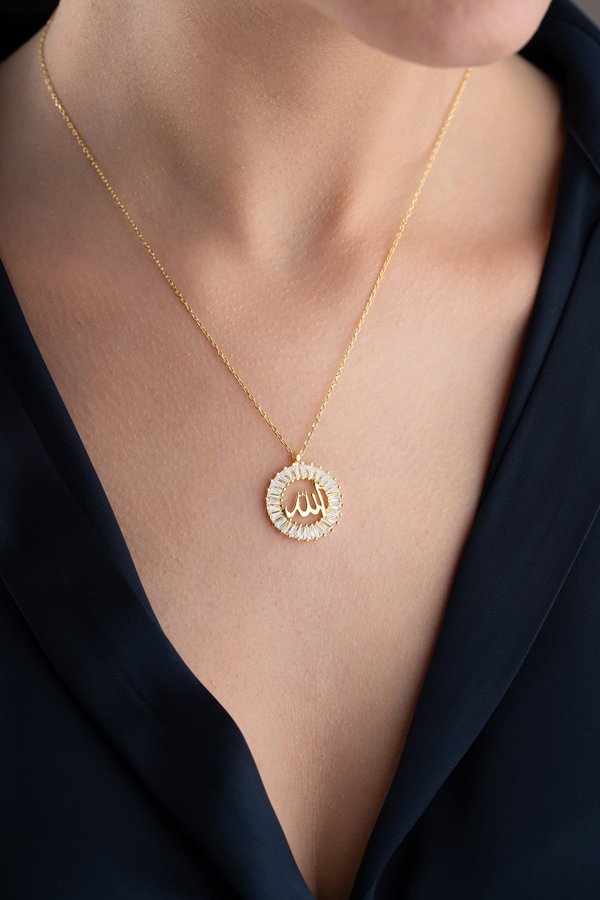 Crystal Halo Allah Pendant Necklace