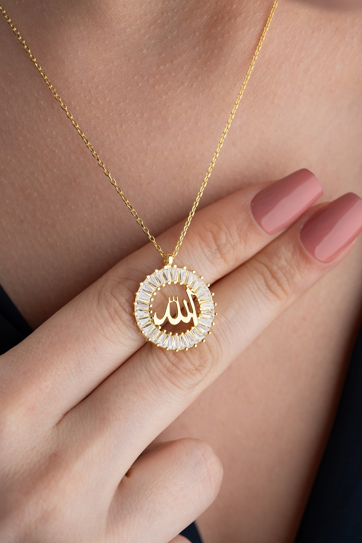 Crystal Halo Allah Pendant Necklace