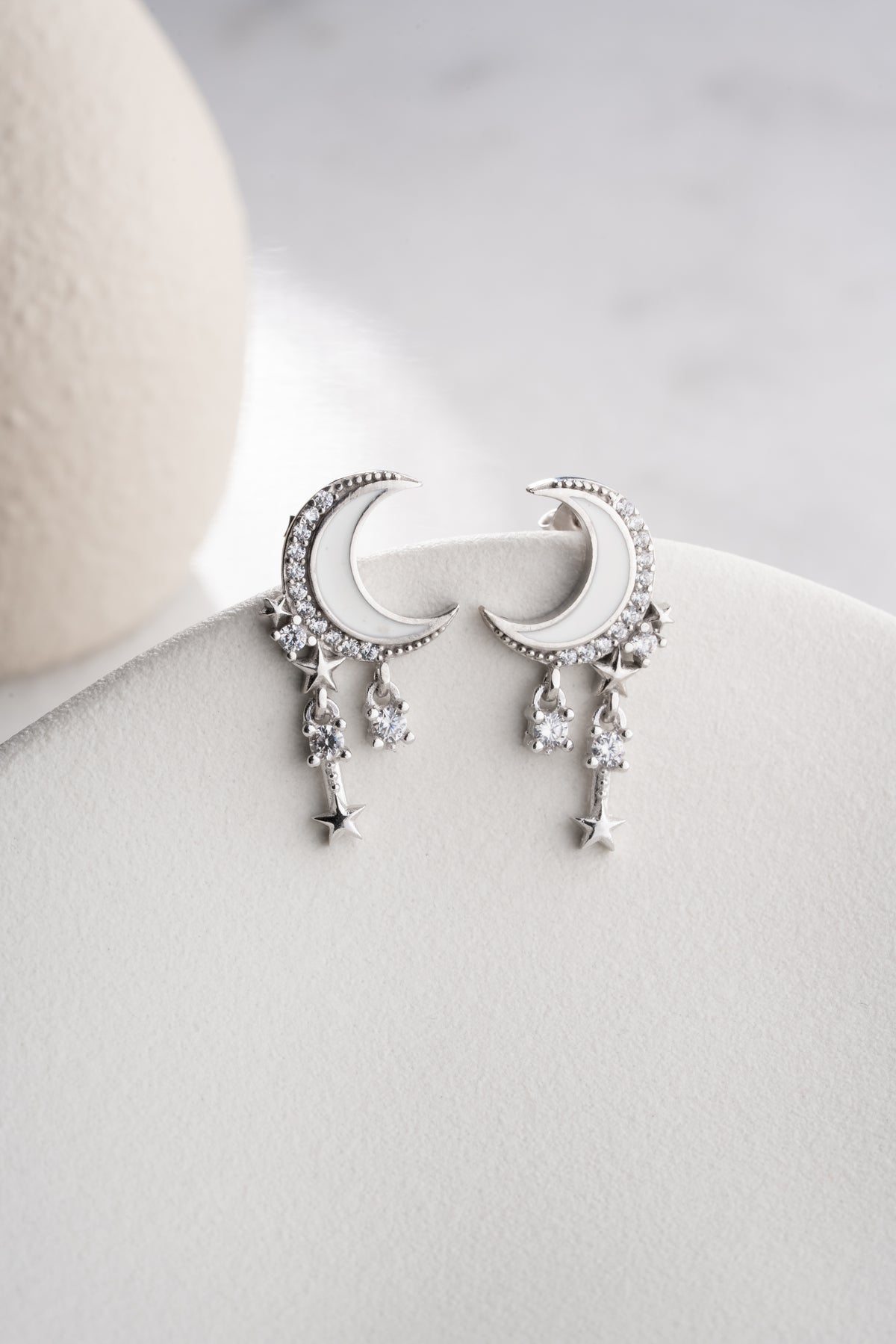 Crescent Moon and Star Dangle Earrings