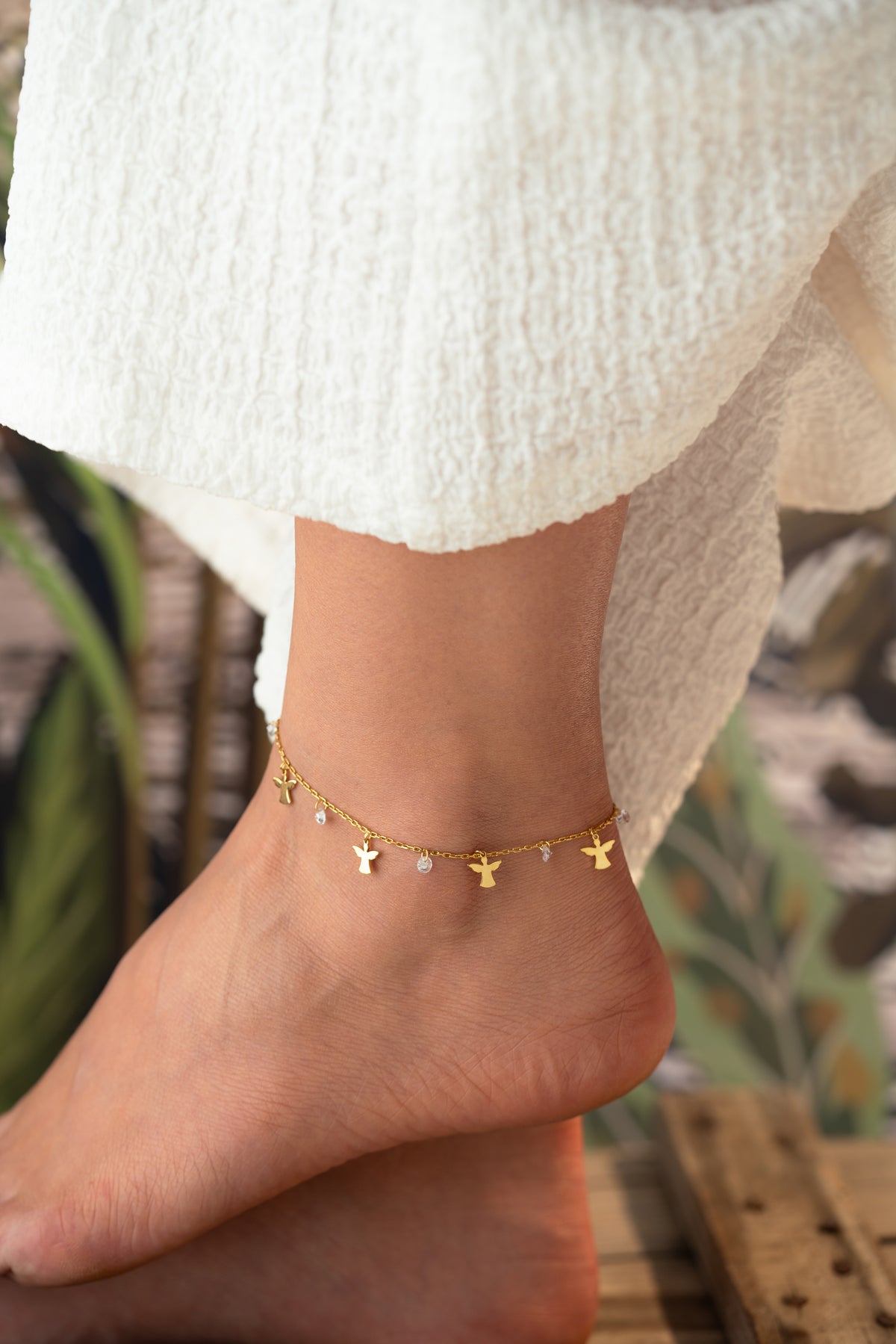 Gold Angel Charm Anklet