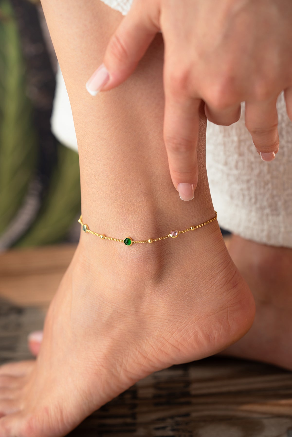 Multicolor Gemstone Station Anklet