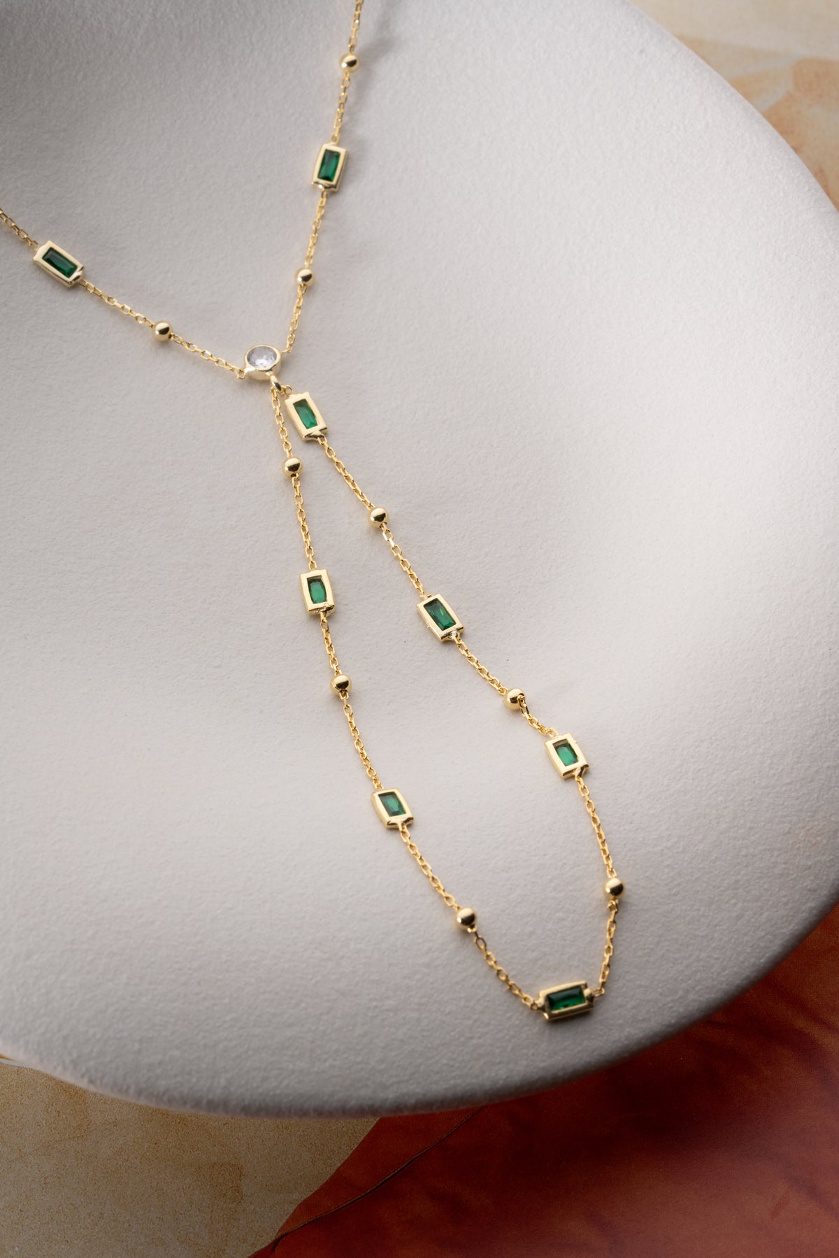 Emerald Baguette Hand Chain Bracelet