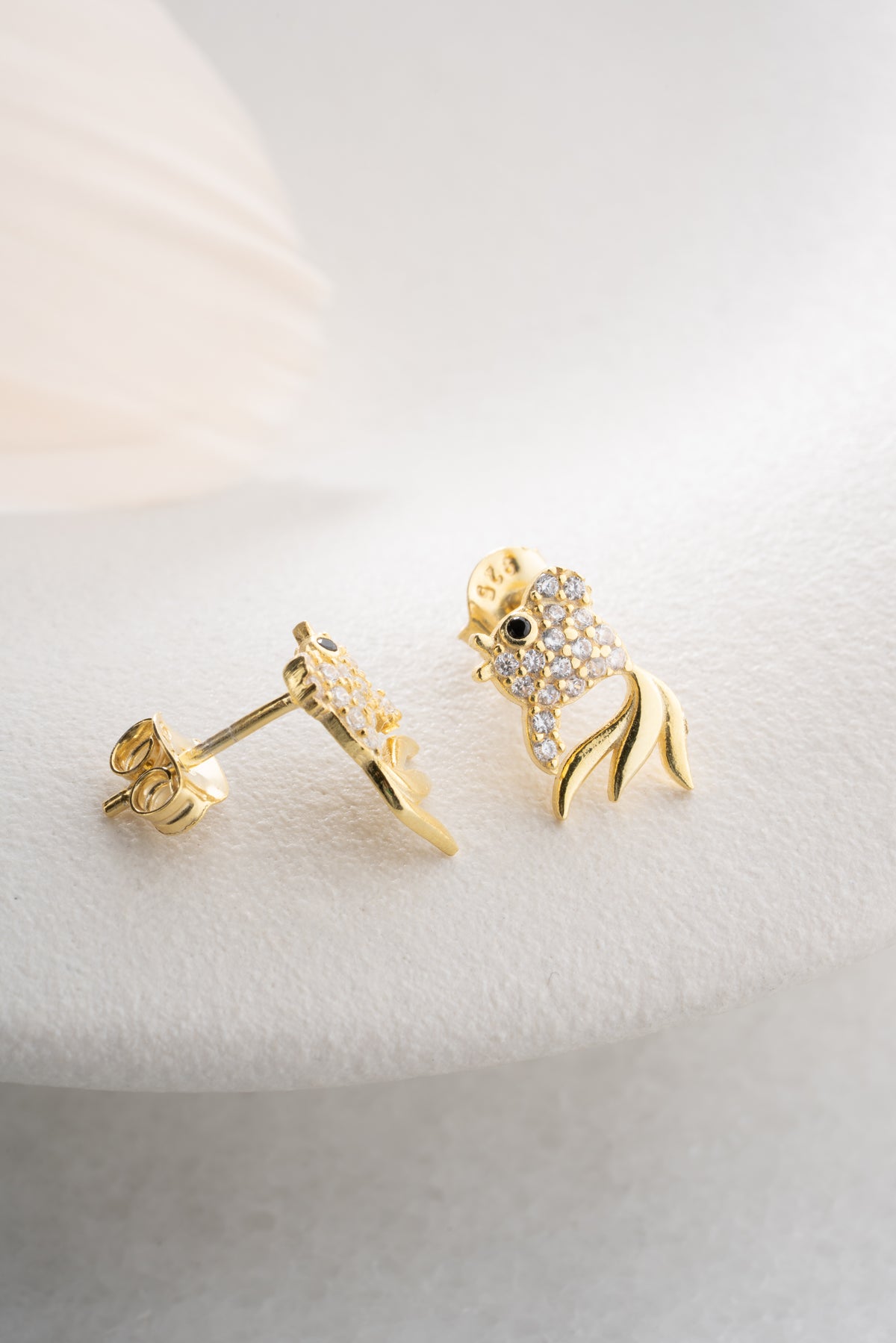Pave Crystal Fish Stud Earrings