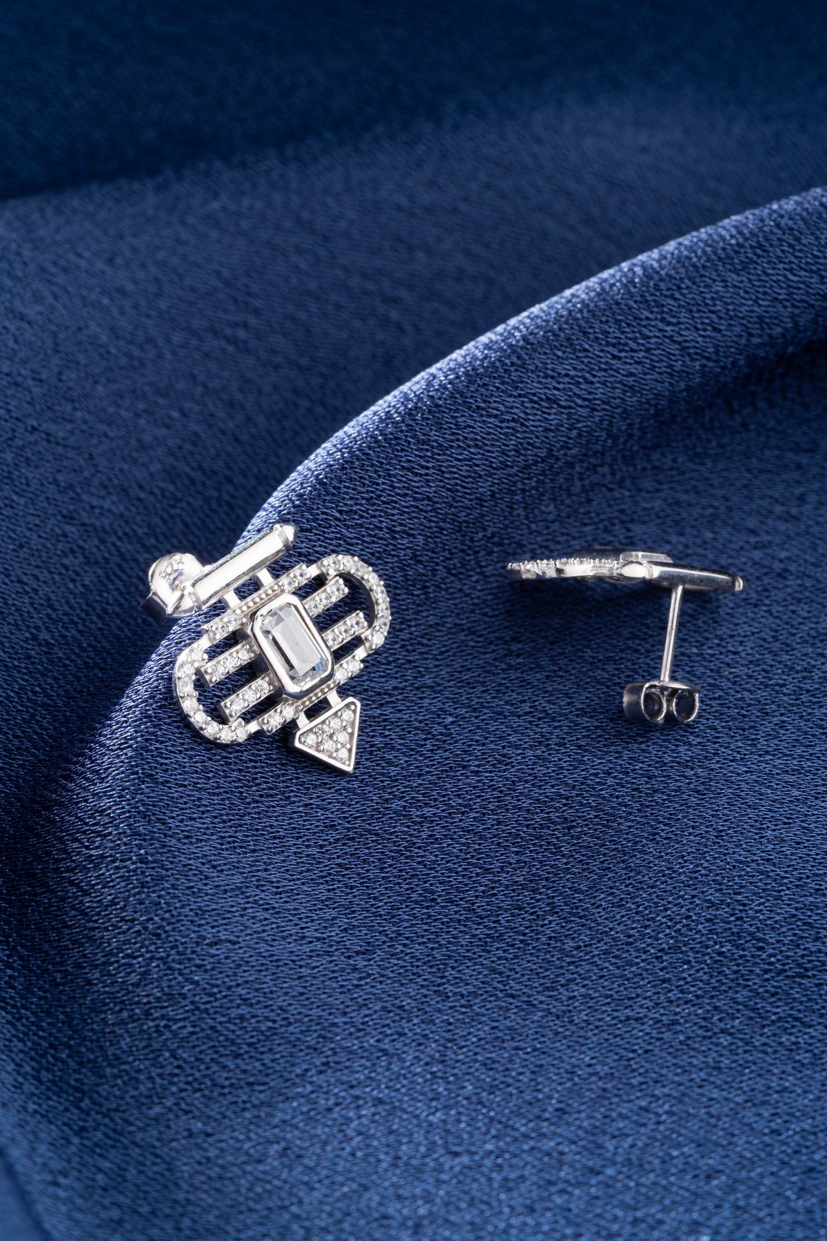 Art Deco Geometric Crystal Stud Earrings
