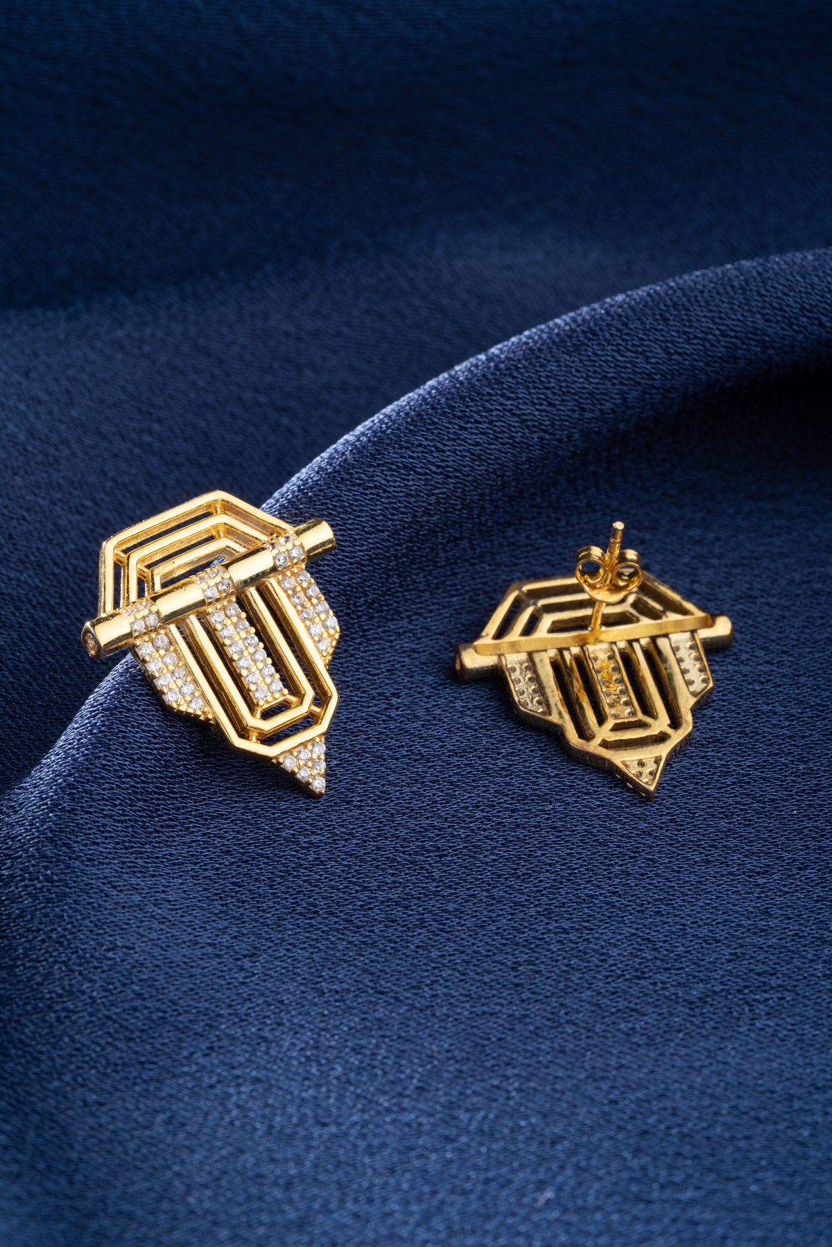 Art Deco Geometric Pave Earrings