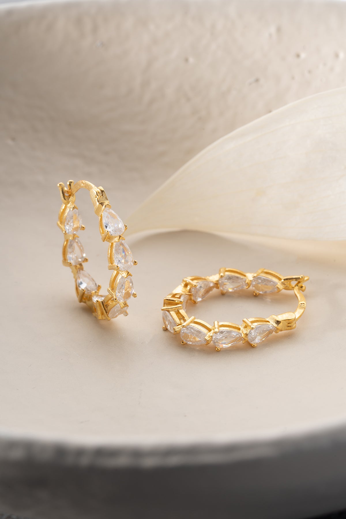 Pear Cut Crystal Hoop Earrings